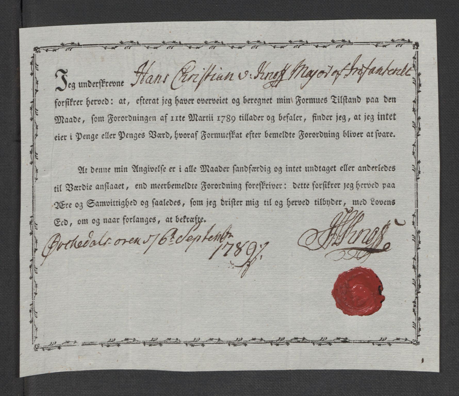 Rentekammeret inntil 1814, Reviderte regnskaper, Mindre regnskaper, AV/RA-EA-4068/Rf/Rfe/L0032: Numedal og Sandsvær fogderi, Orkdal og Gauldal fogderi, 1789, p. 220