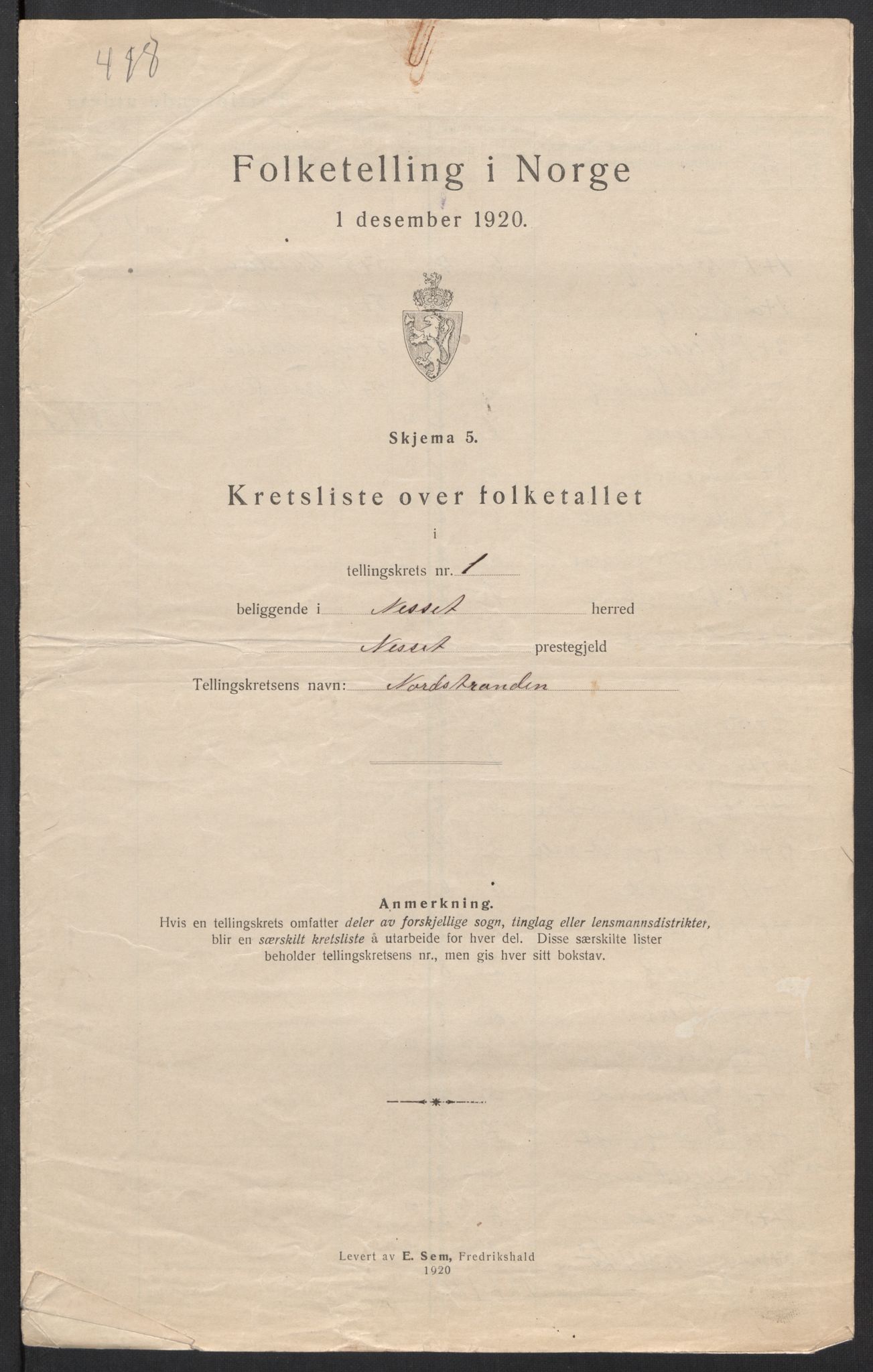 SAT, 1920 census for Nesset, 1920, p. 10