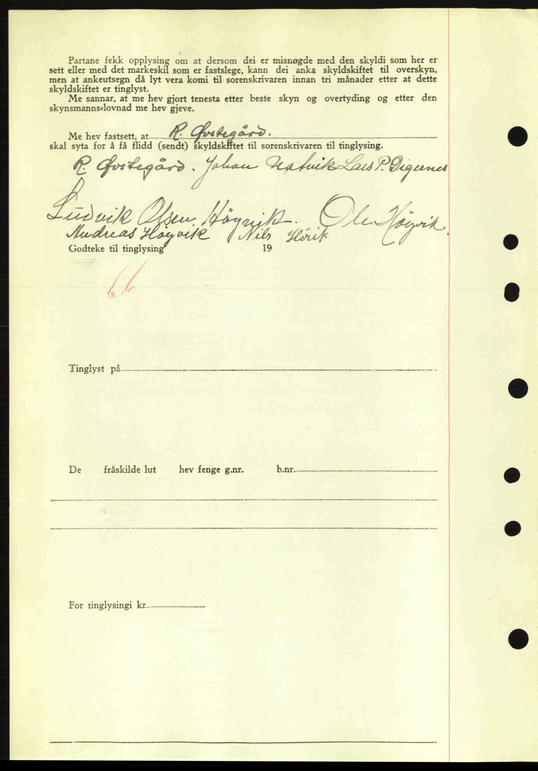 Nordre Sunnmøre sorenskriveri, SAT/A-0006/1/2/2C/2Ca: Mortgage book no. A11, 1941-1941, Diary no: : 1529/1941