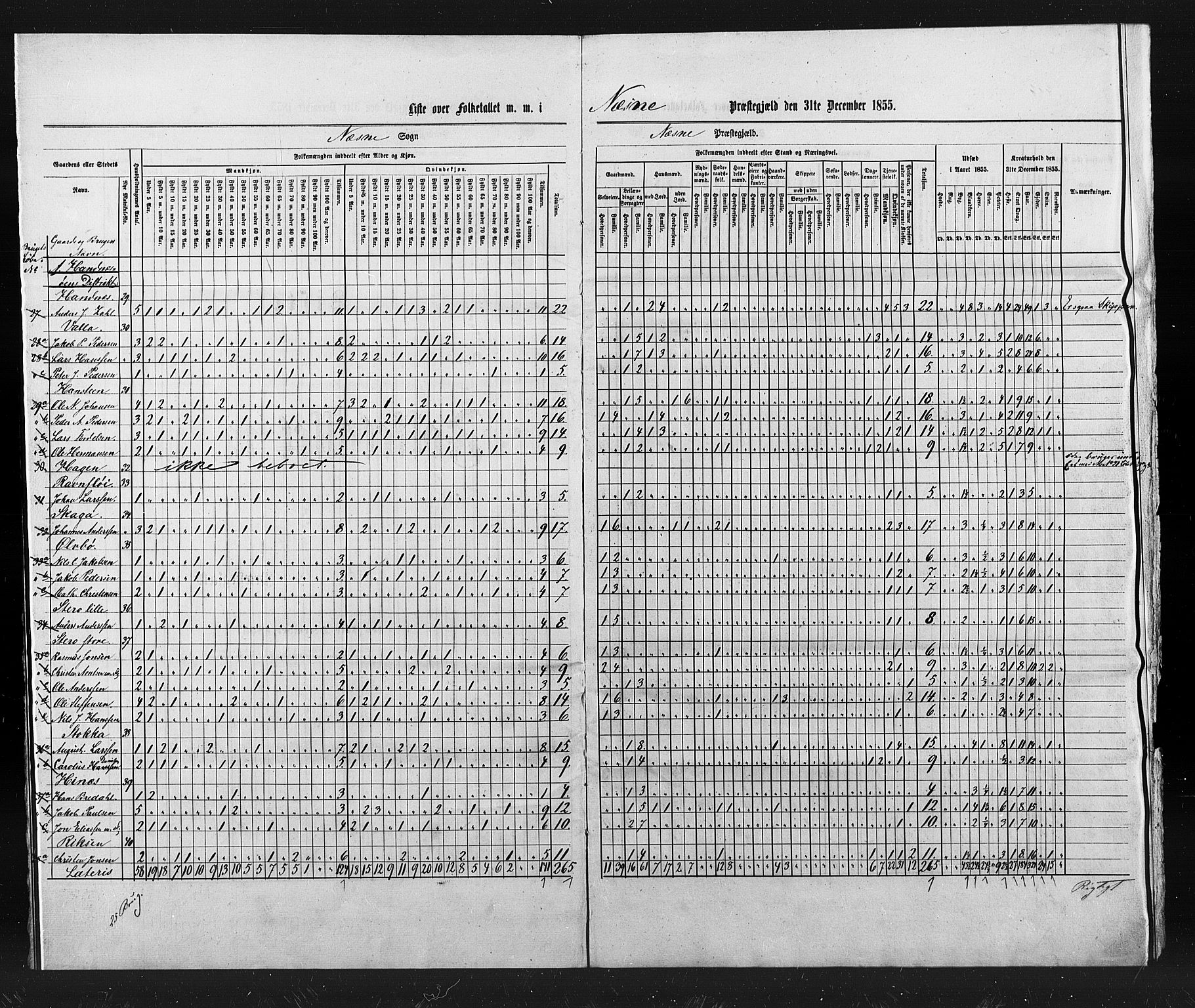 , Census 1855 for Nesna, 1855, p. 10