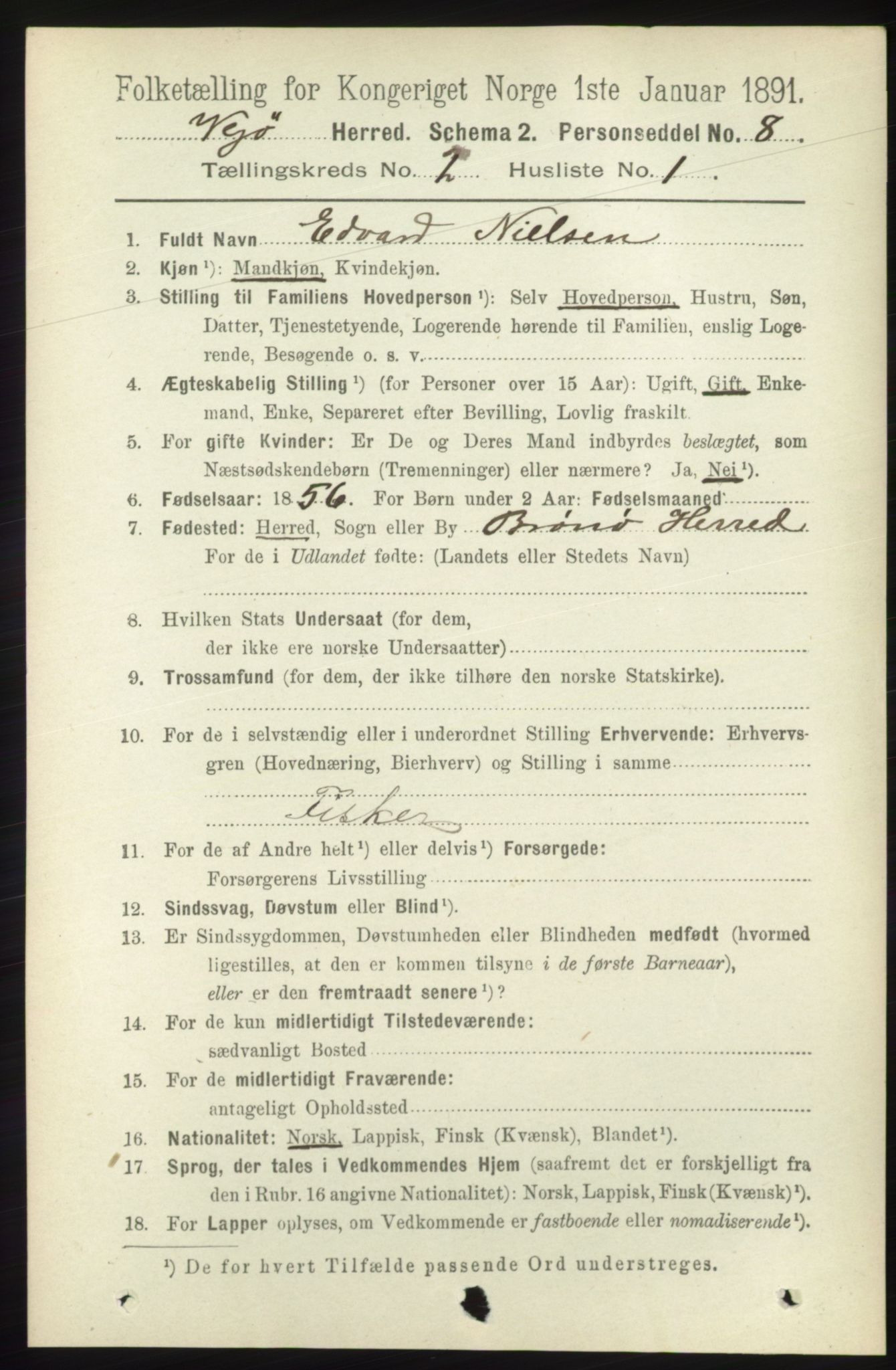 RA, 1891 census for 1815 Vega, 1891, p. 606