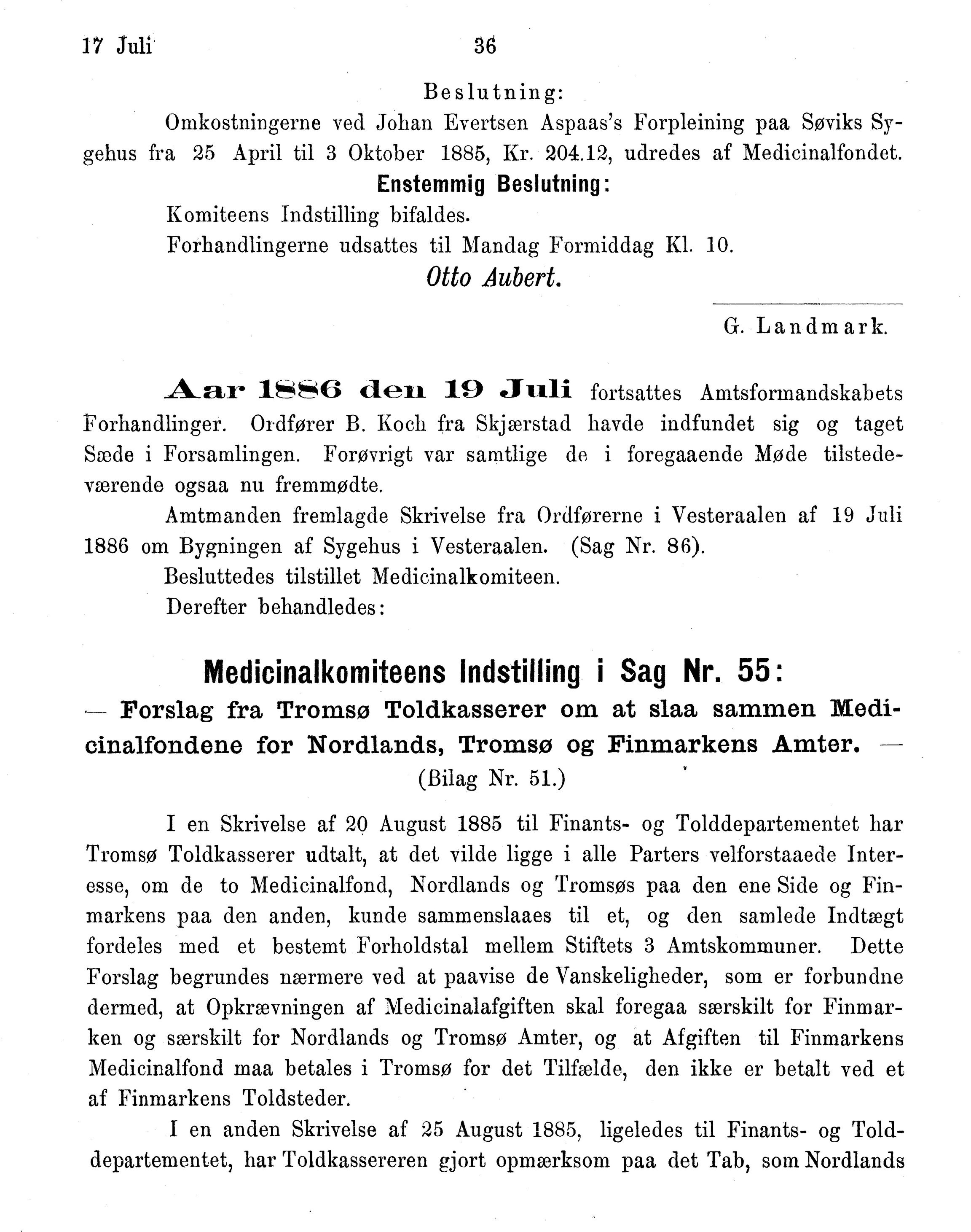 Nordland Fylkeskommune. Fylkestinget, AIN/NFK-17/176/A/Ac/L0015: Fylkestingsforhandlinger 1886-1890, 1886-1890, p. 36