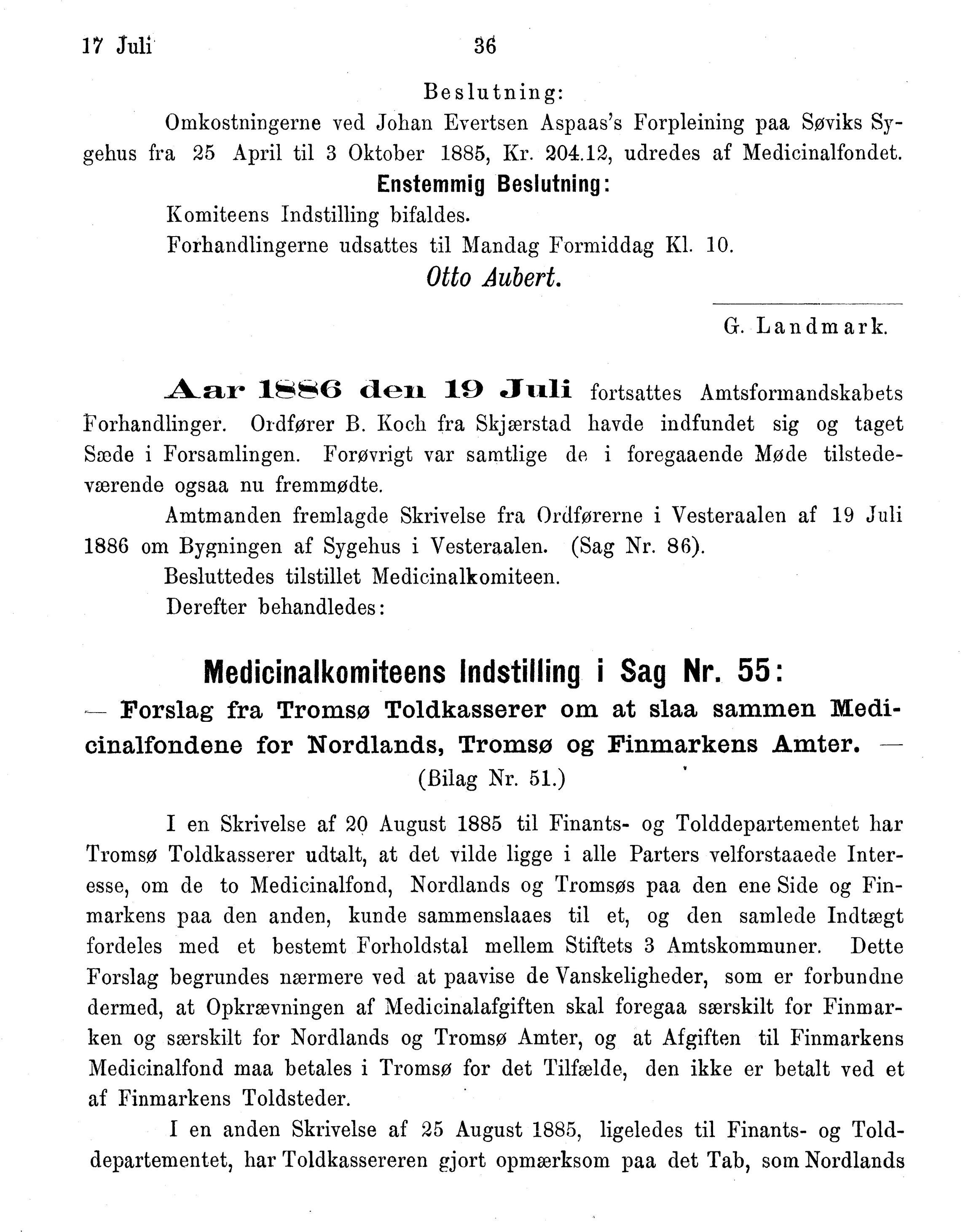 Nordland Fylkeskommune. Fylkestinget, AIN/NFK-17/176/A/Ac/L0015: Fylkestingsforhandlinger 1886-1890, 1886-1890, p. 36