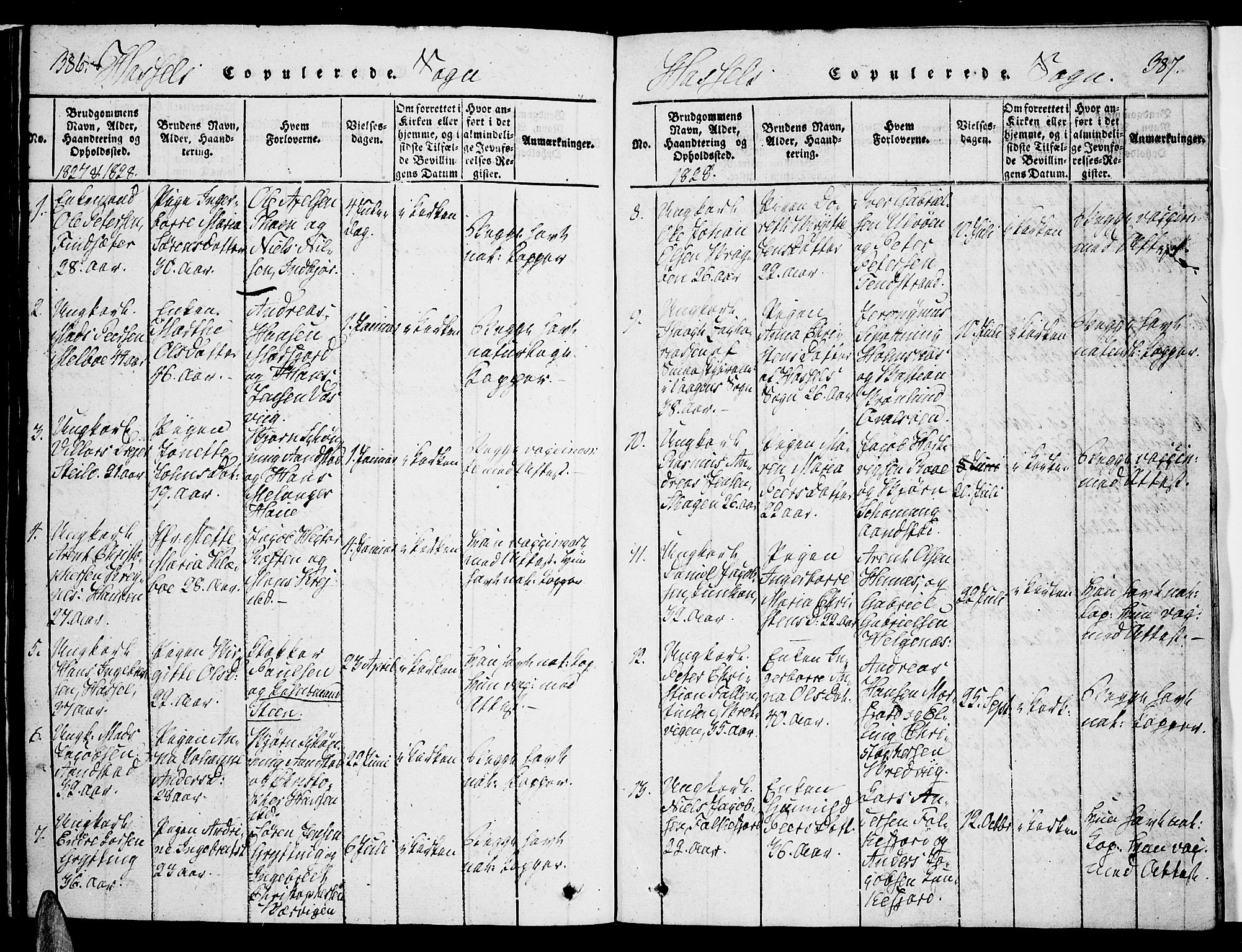 Ministerialprotokoller, klokkerbøker og fødselsregistre - Nordland, SAT/A-1459/888/L1237: Parish register (official) no. 888A05 /1, 1820-1836, p. 386-387