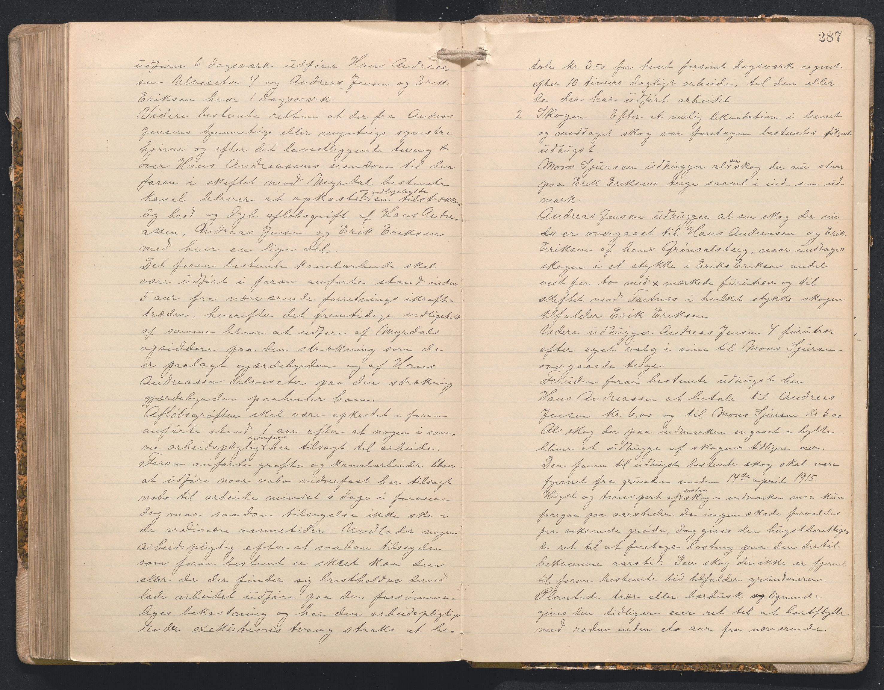 Hordaland jordskiftedøme - I Nordhordland jordskiftedistrikt, AV/SAB-A-6801/A/Aa/L0018: Forhandlingsprotokoll, 1908-1911, p. 286b-287a