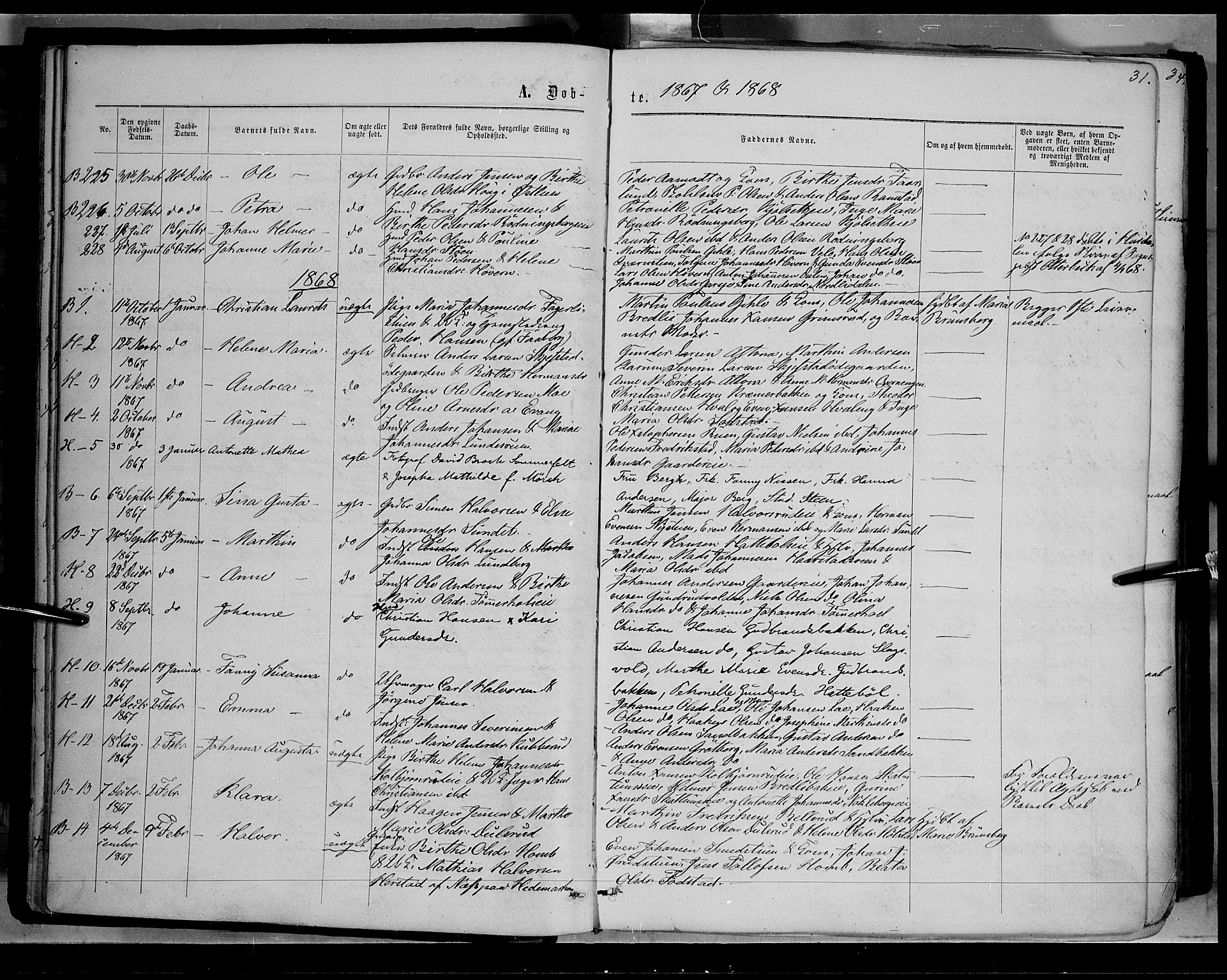 Østre Toten prestekontor, AV/SAH-PREST-104/H/Ha/Haa/L0005: Parish register (official) no. 5, 1866-1877, p. 31