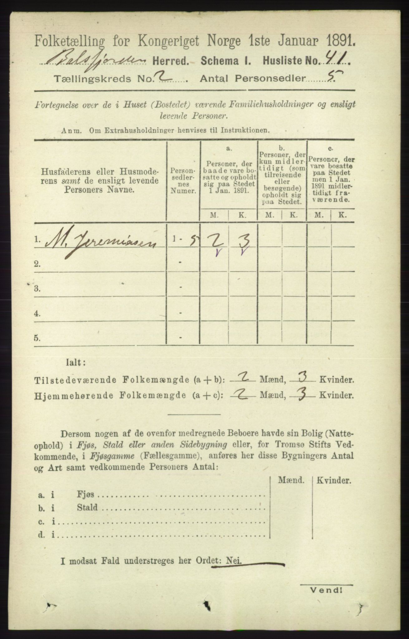 RA, 1891 census for 1933 Balsfjord, 1891, p. 516