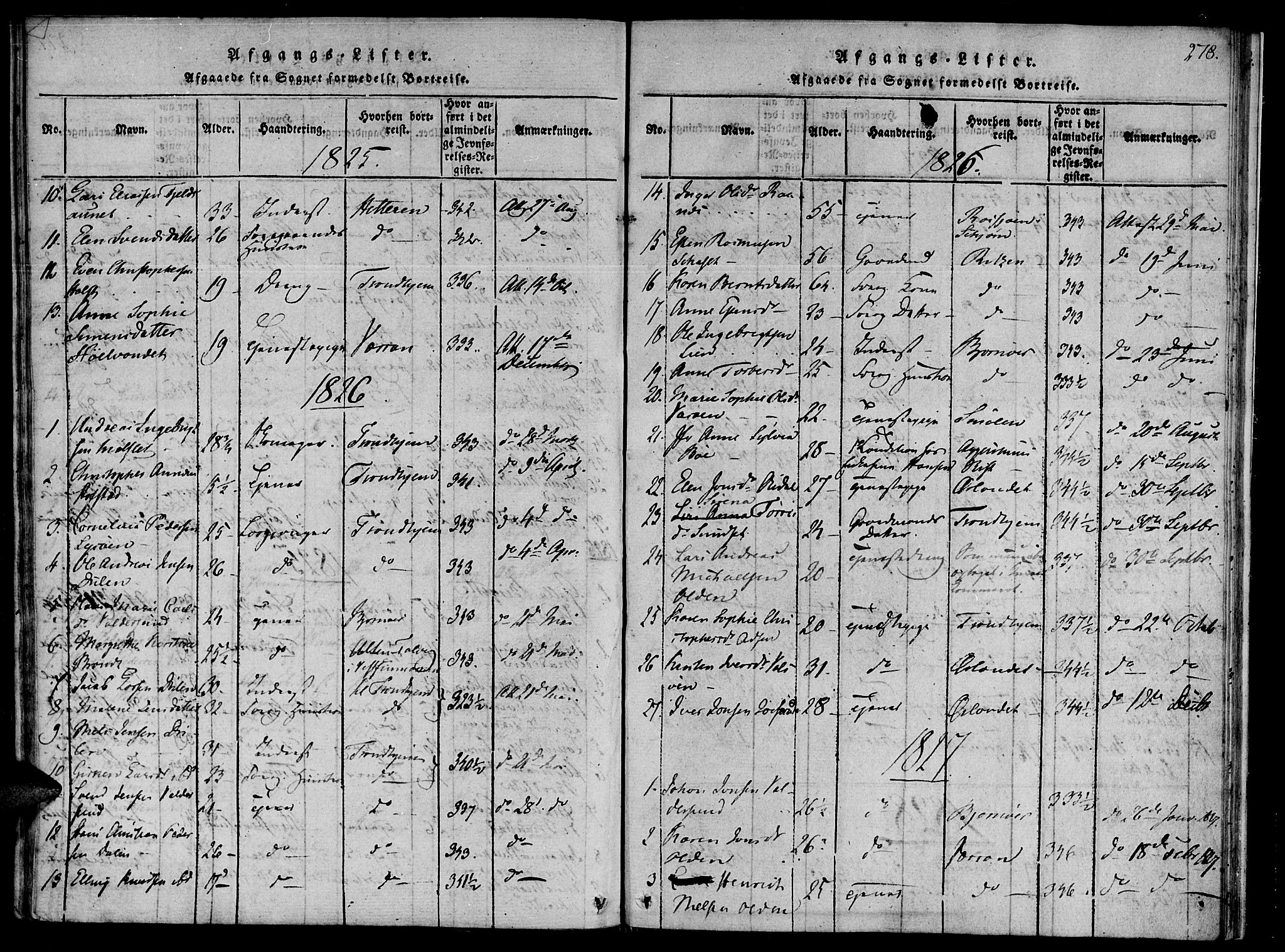 Ministerialprotokoller, klokkerbøker og fødselsregistre - Sør-Trøndelag, SAT/A-1456/655/L0675: Parish register (official) no. 655A04, 1818-1830, p. 278