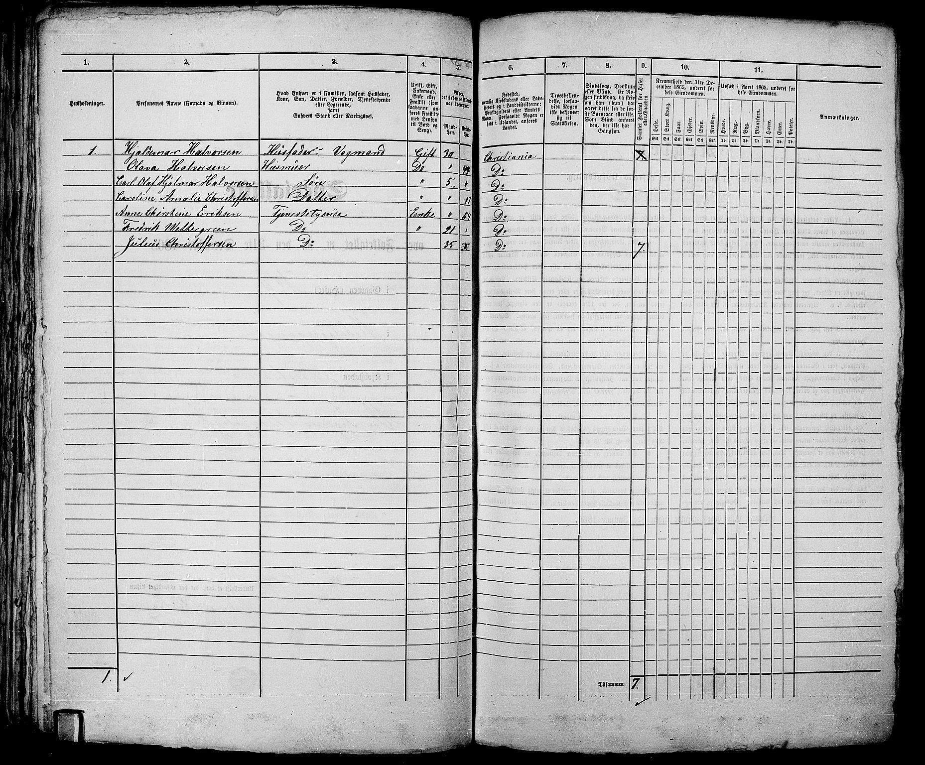 RA, 1865 census for Kristiania, 1865, p. 1301