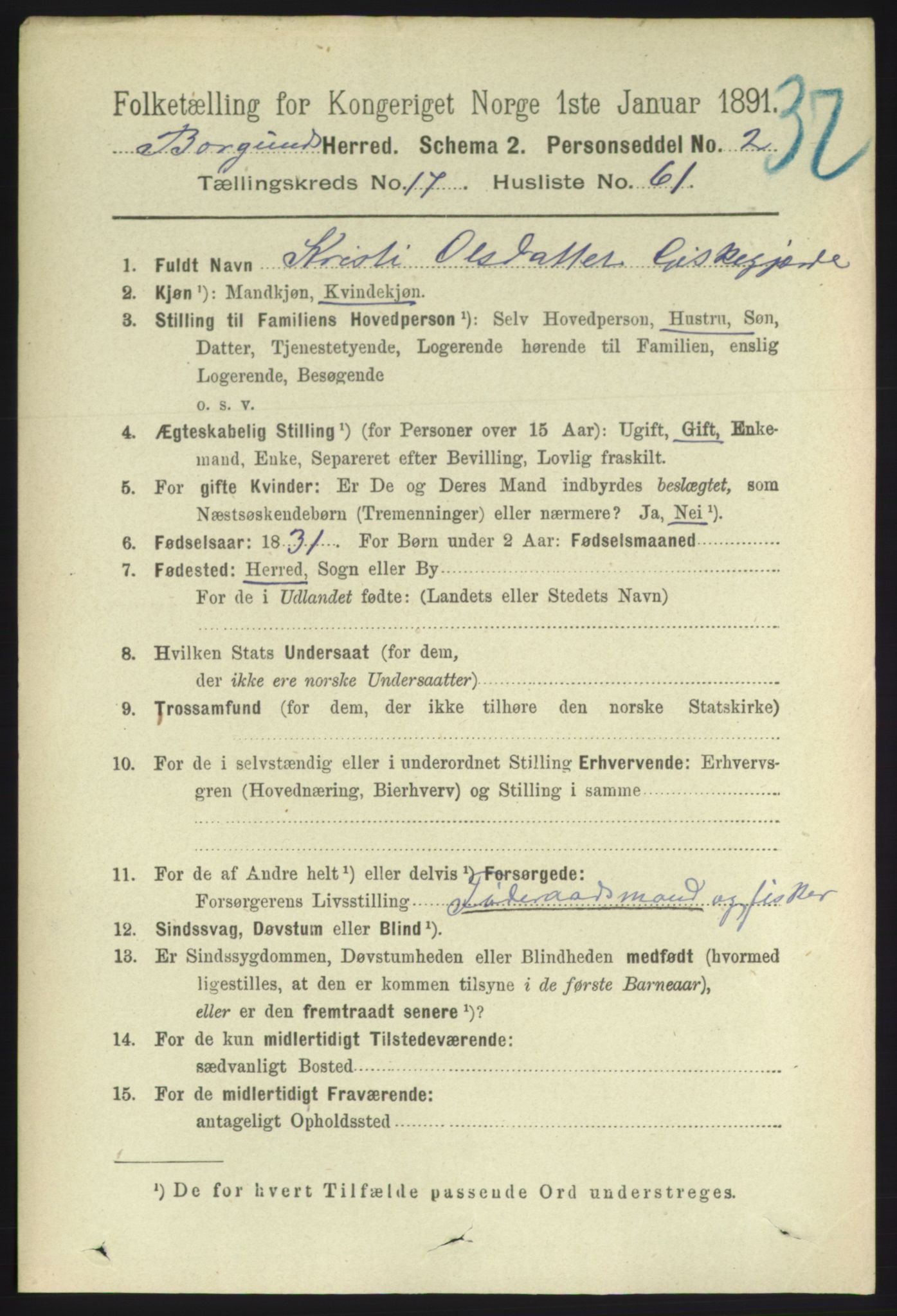 RA, 1891 census for 1531 Borgund, 1891, p. 5406