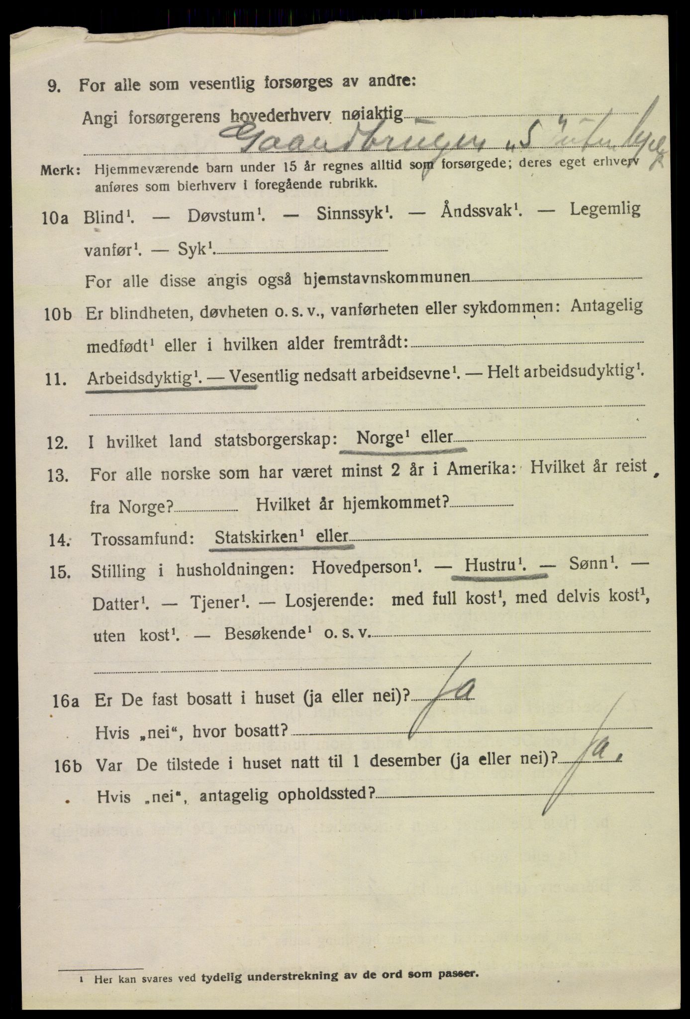 SAK, 1920 census for Fjotland, 1920, p. 1173