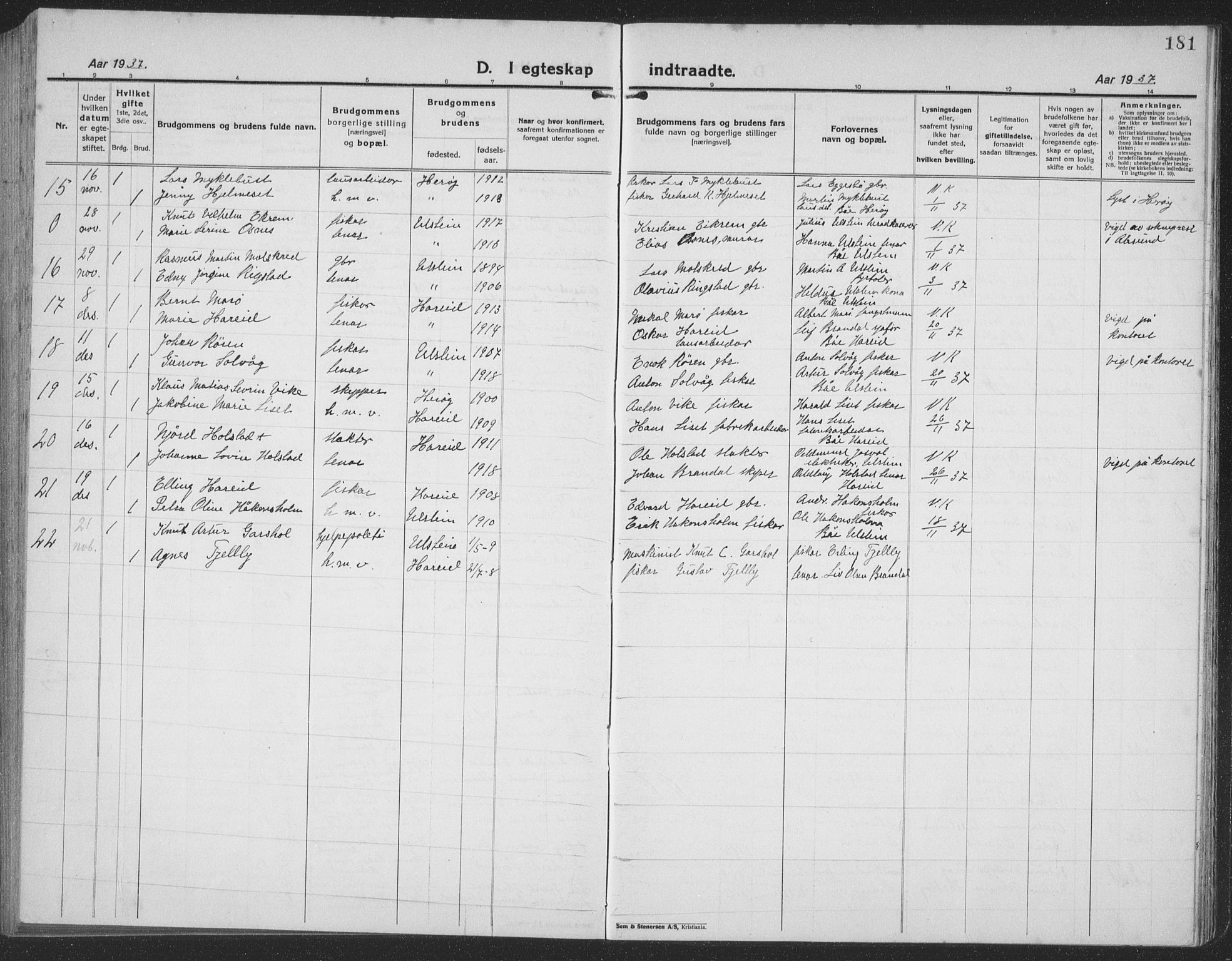 Ministerialprotokoller, klokkerbøker og fødselsregistre - Møre og Romsdal, AV/SAT-A-1454/509/L0113: Parish register (copy) no. 509C03, 1923-1939, p. 181