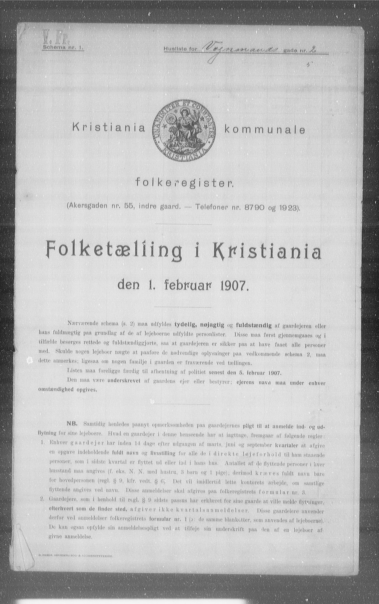 OBA, Municipal Census 1907 for Kristiania, 1907, p. 63127