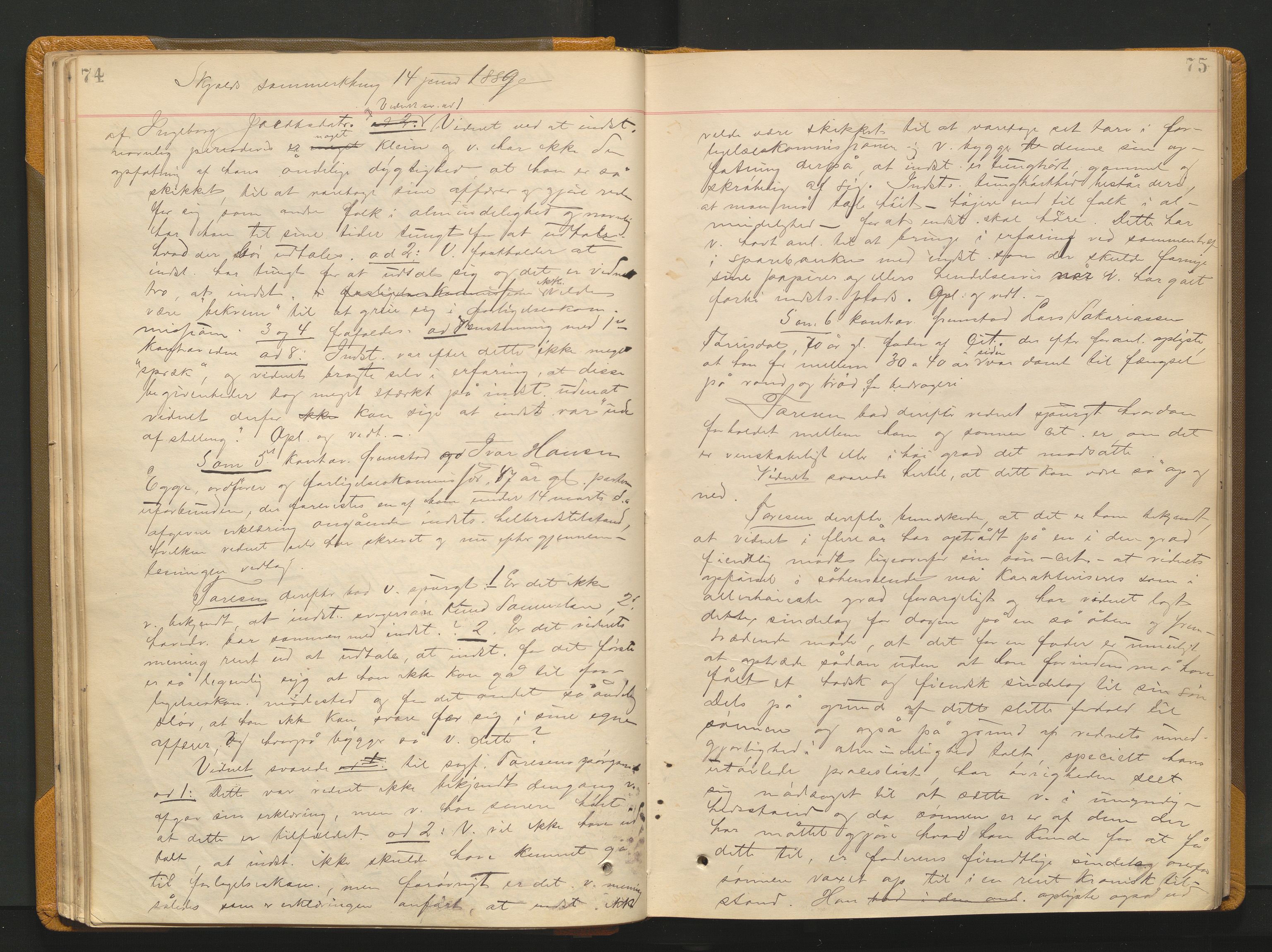 Ryfylke tingrett, AV/SAST-A-100055/001/I/IB/IB0/L0015: Tingbok, Ryfylke, 1889-1891, p. 74-75
