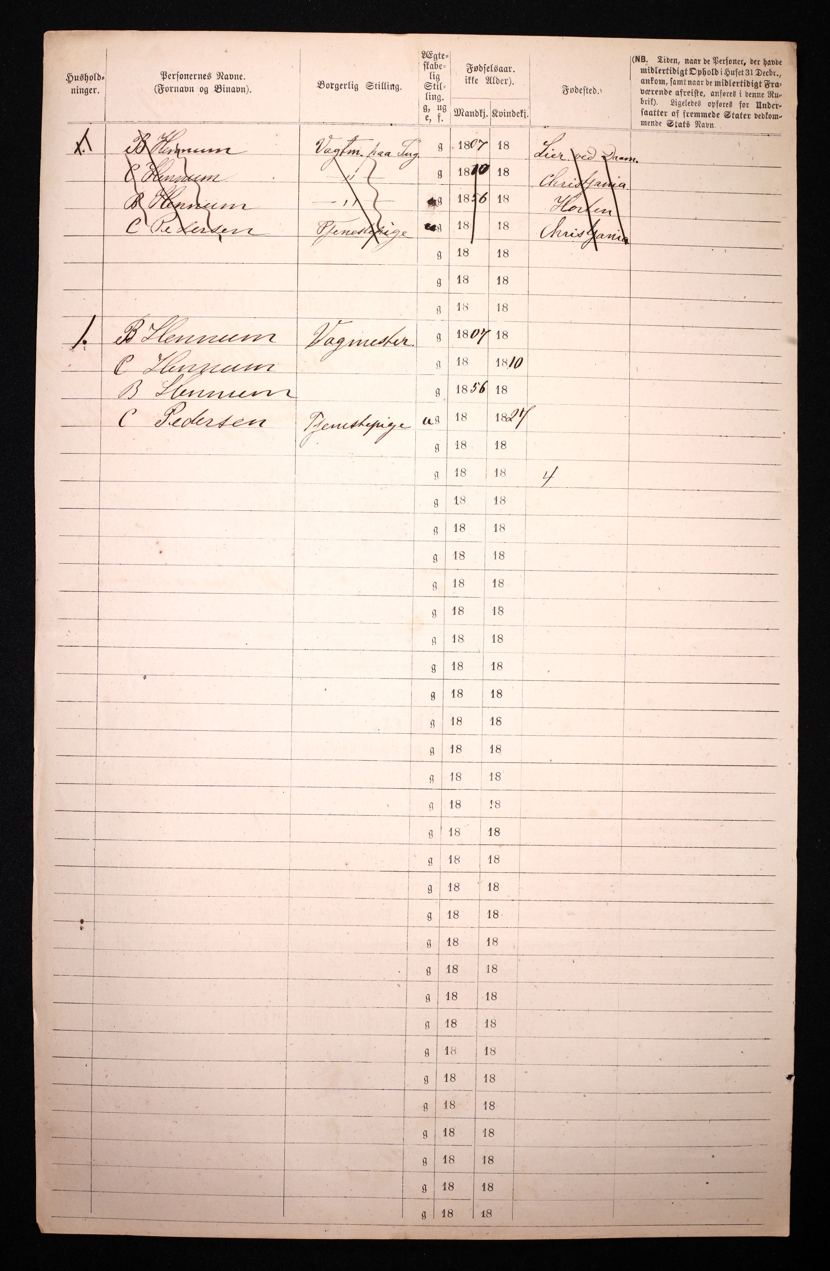 RA, 1870 census for 0301 Kristiania, 1870, p. 3496