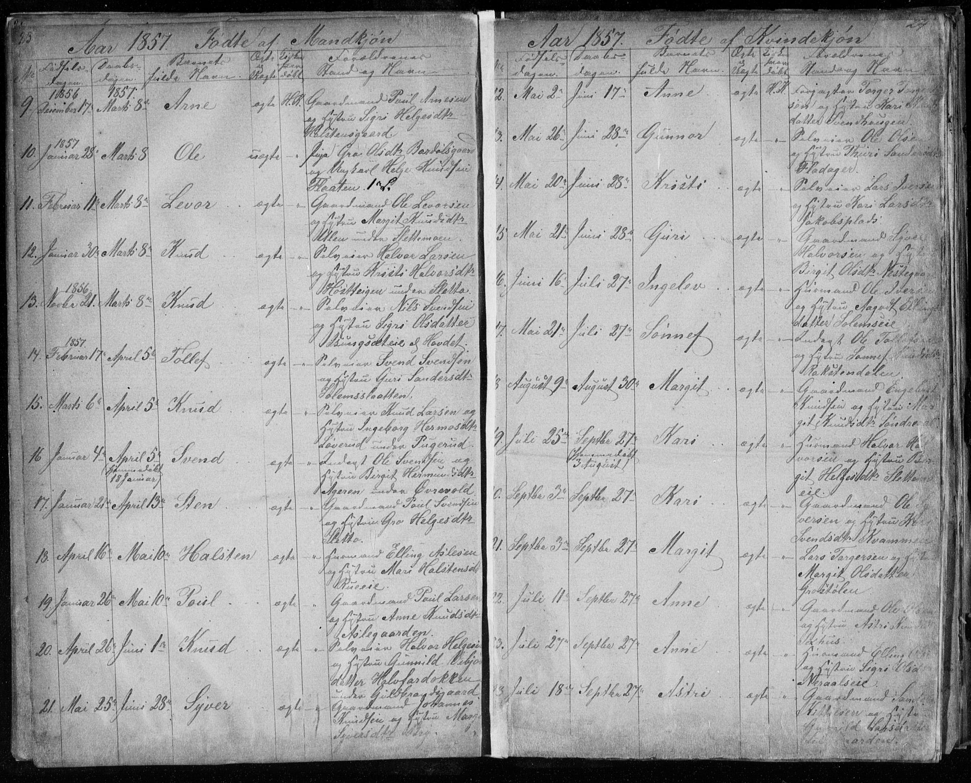 Hol kirkebøker, SAKO/A-227/F/Fa/L0001: Parish register (official) no. I 1, 1850-1870, p. 23-24