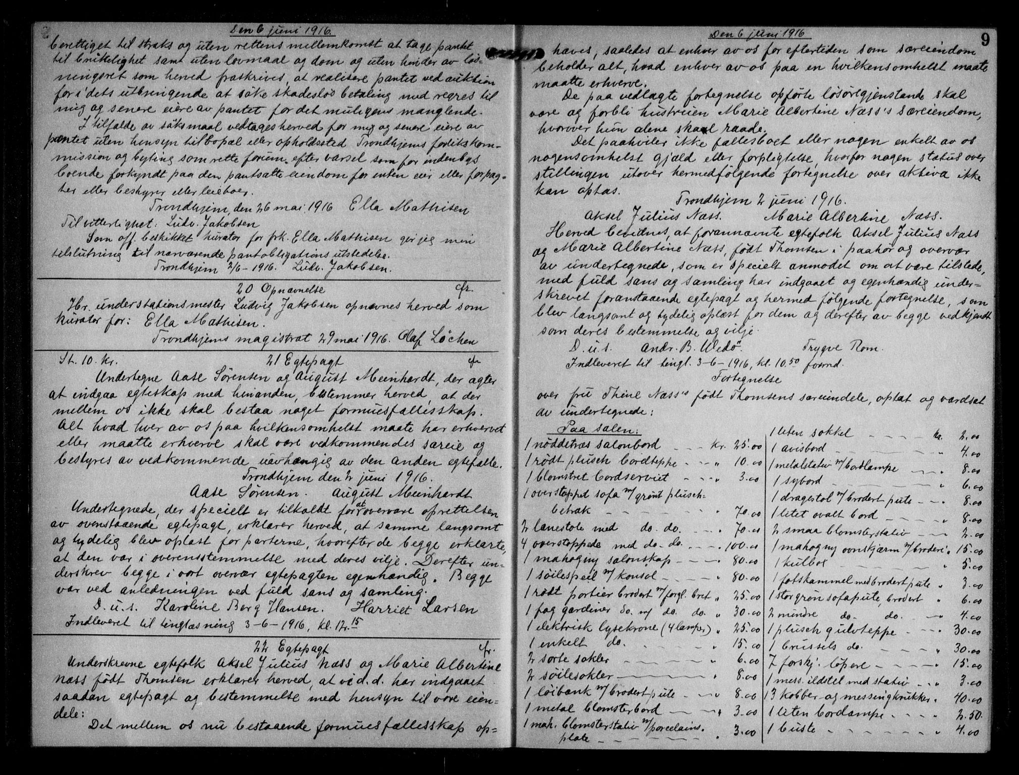 Trondheim byfogd, AV/SAT-A-0003/1/2/2C/L0057: Mortgage book no. 56, 1916-1917, p. 9