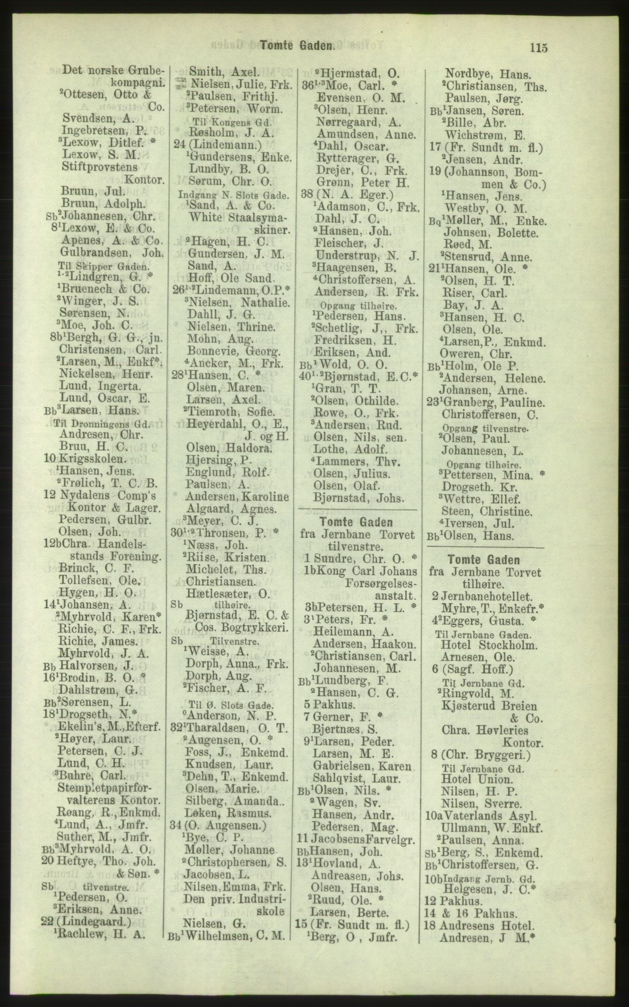 Kristiania/Oslo adressebok, PUBL/-, 1884, p. 115