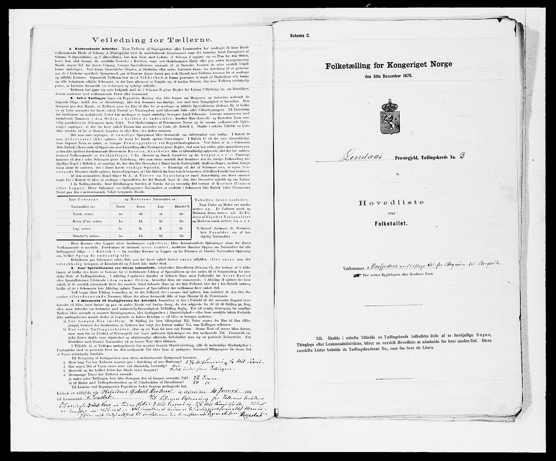 SAB, 1875 census for 1263P Lindås, 1875, p. 7