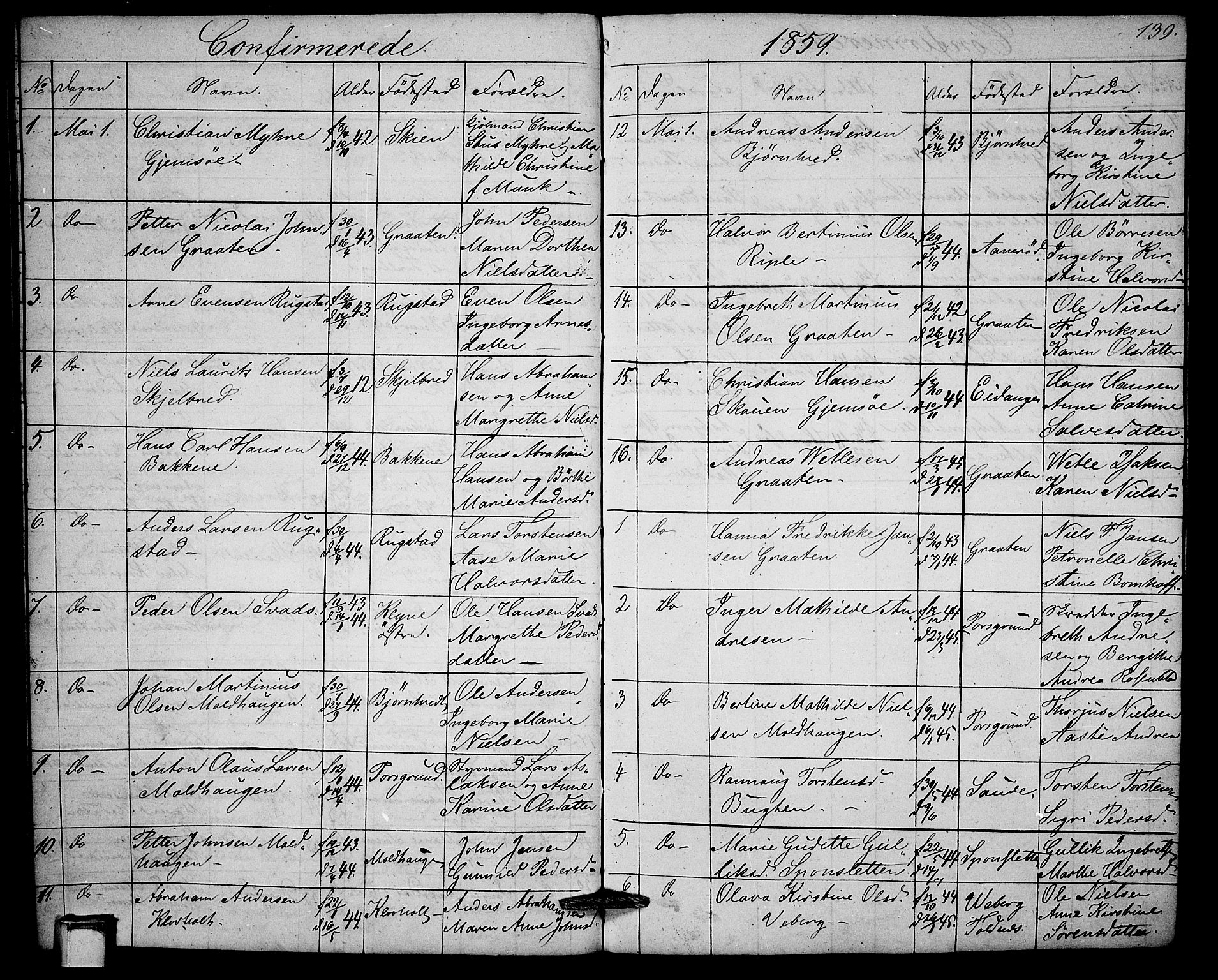 Solum kirkebøker, SAKO/A-306/G/Ga/L0003: Parish register (copy) no. I 3, 1848-1859, p. 139