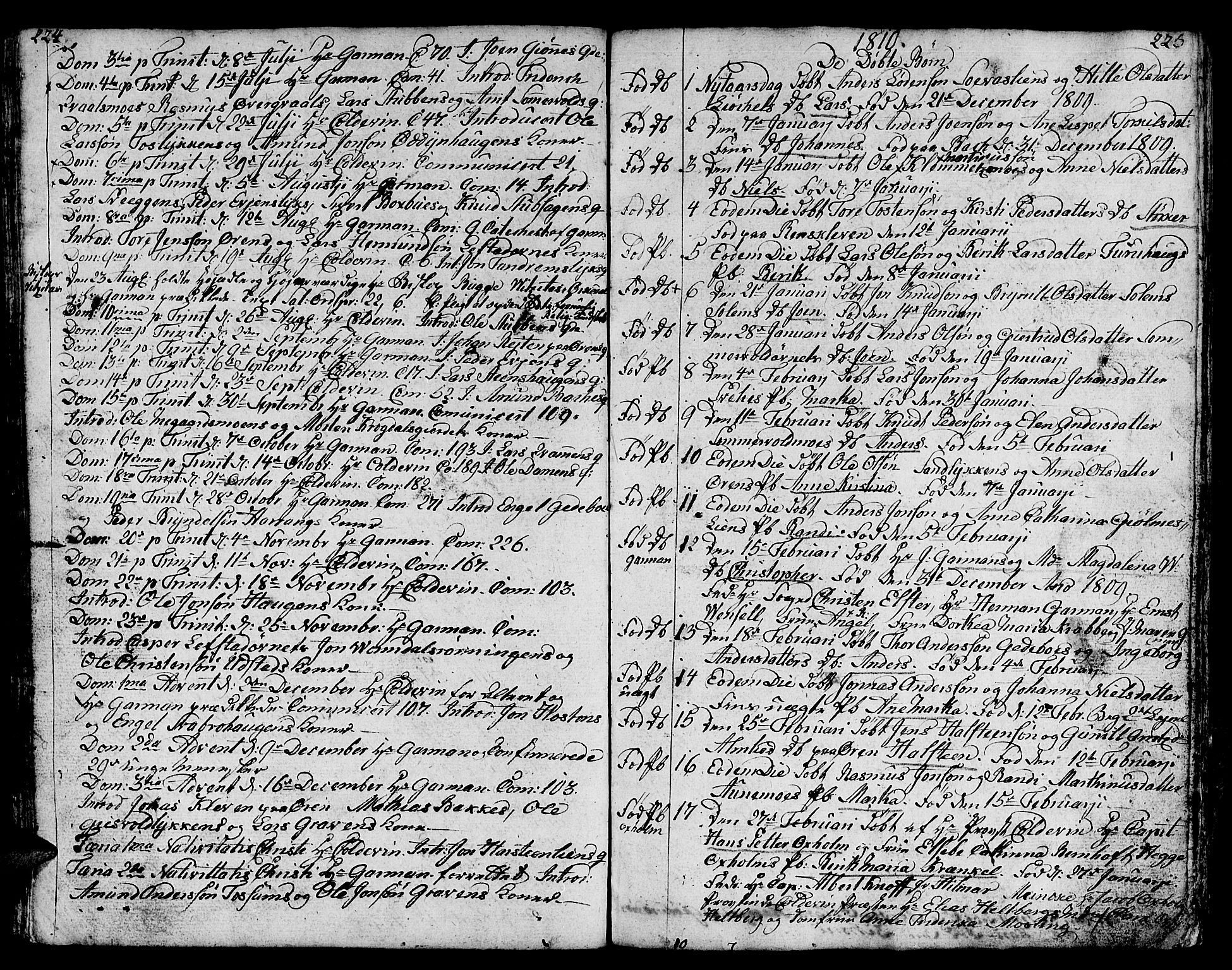 Ministerialprotokoller, klokkerbøker og fødselsregistre - Sør-Trøndelag, SAT/A-1456/668/L0815: Parish register (copy) no. 668C04, 1791-1815, p. 224-225