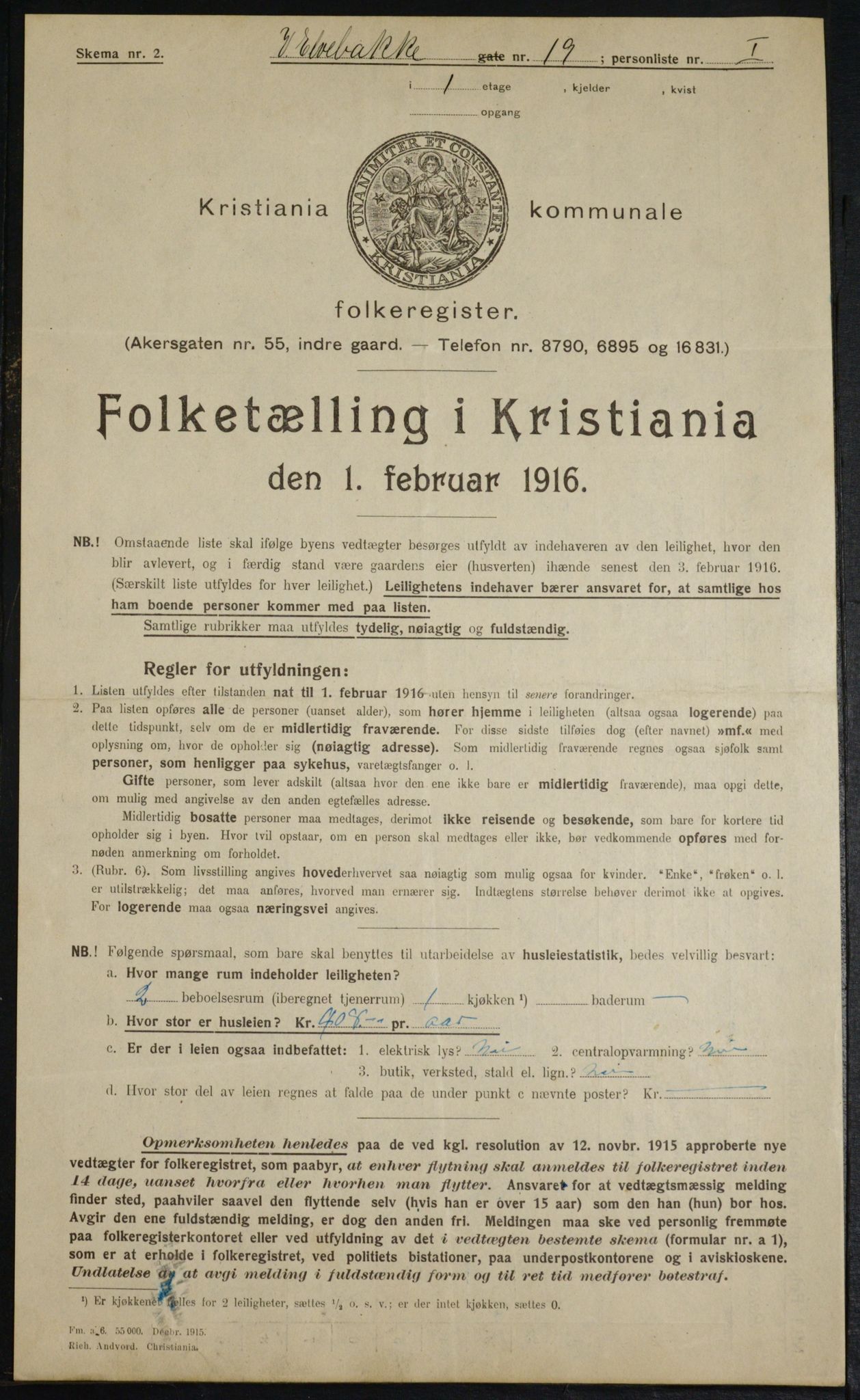 OBA, Municipal Census 1916 for Kristiania, 1916, p. 126291