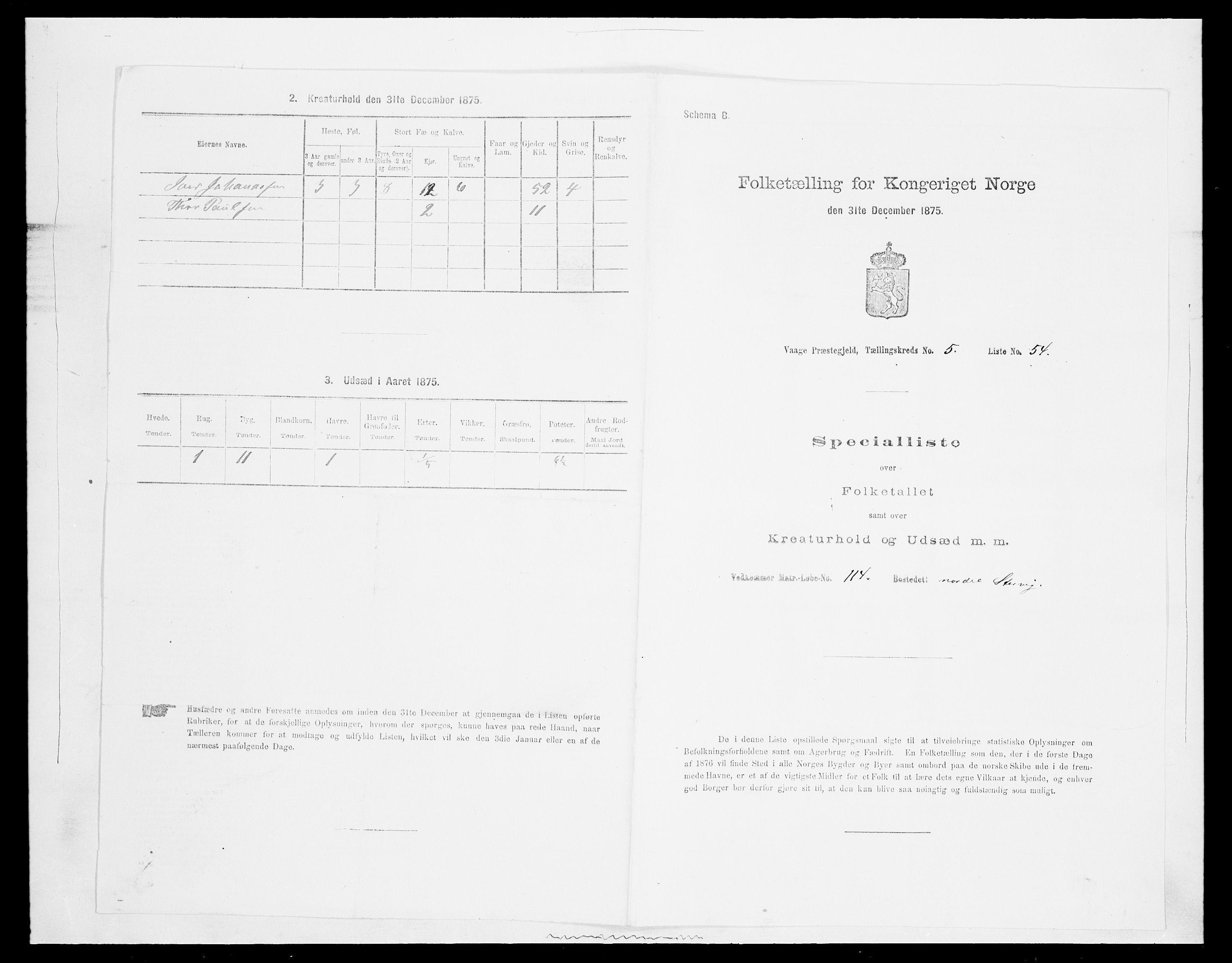 SAH, 1875 census for 0515P Vågå, 1875, p. 962