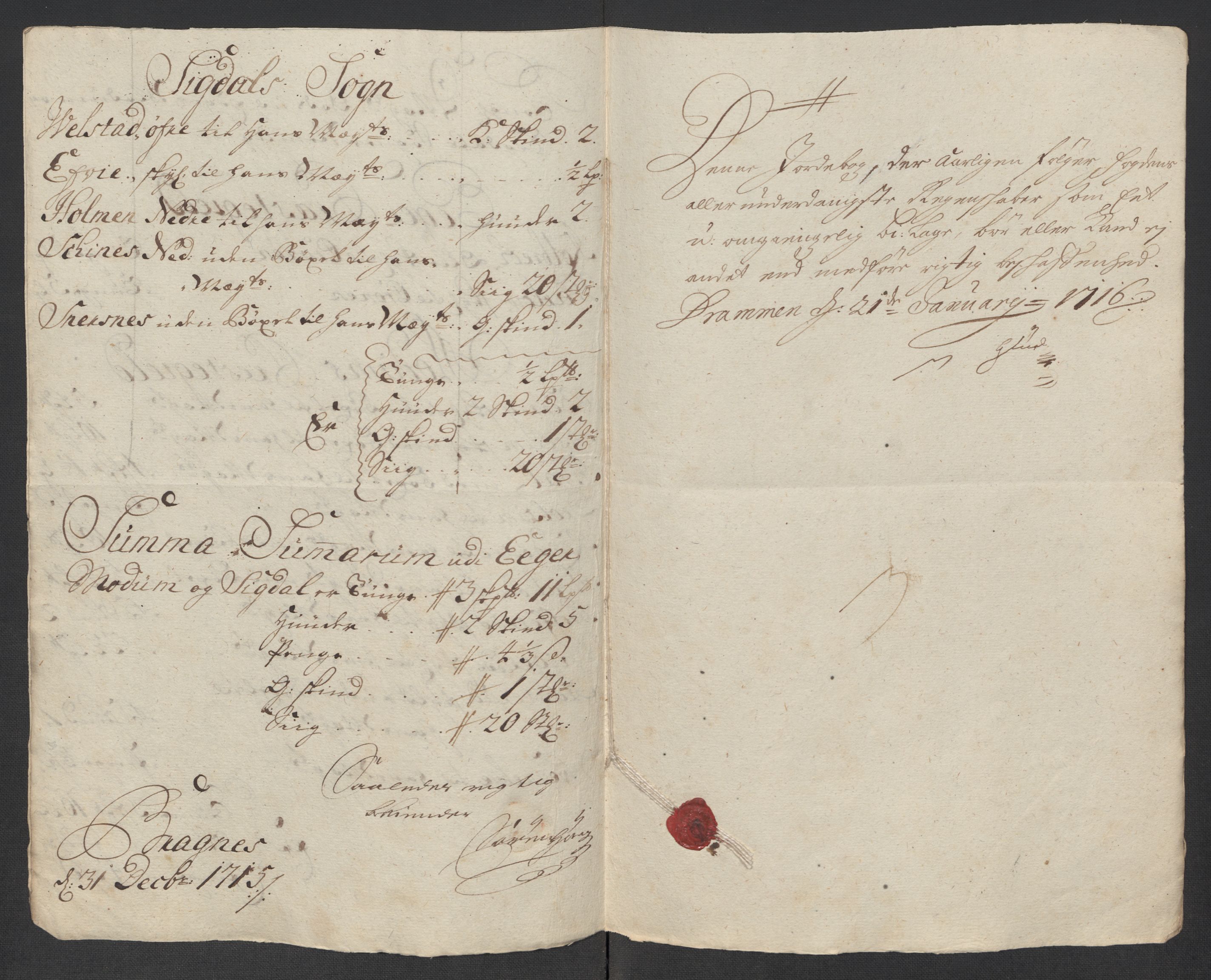 Rentekammeret inntil 1814, Reviderte regnskaper, Fogderegnskap, RA/EA-4092/R31/L1710: Fogderegnskap Hurum, Røyken, Eiker, Lier og Buskerud, 1715-1716, p. 100