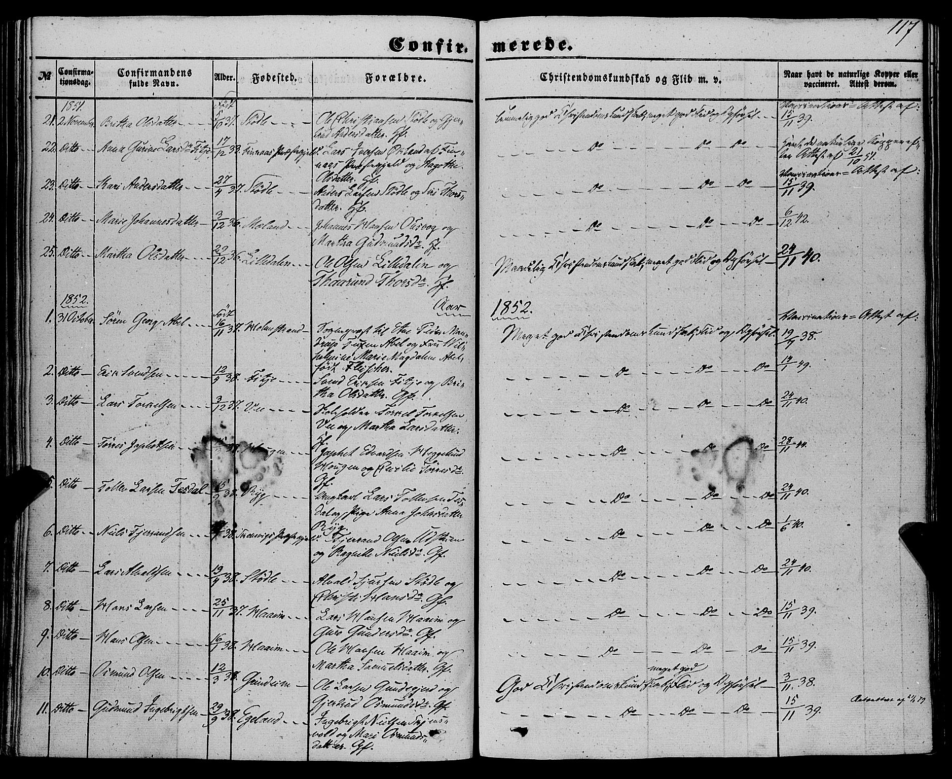 Etne sokneprestembete, AV/SAB-A-75001/H/Haa: Parish register (official) no. A 8, 1848-1862, p. 117