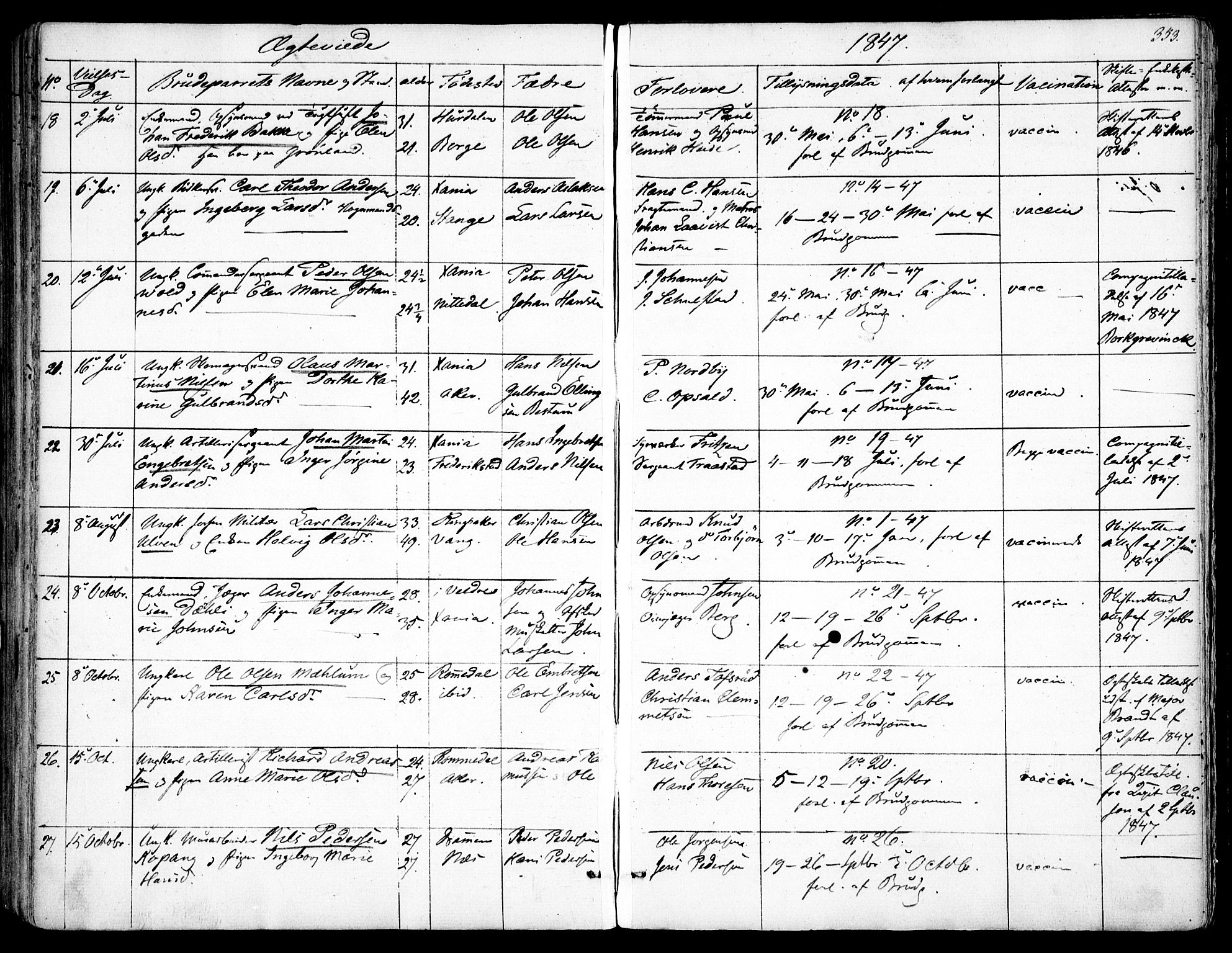 Garnisonsmenigheten Kirkebøker, AV/SAO-A-10846/F/Fa/L0008: Parish register (official) no. 8, 1842-1859, p. 353