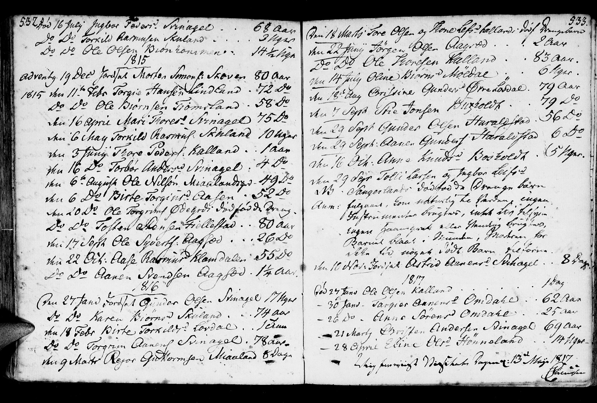 Holum sokneprestkontor, AV/SAK-1111-0022/F/Fa/Fab/L0004: Parish register (official) no. A 4, 1774-1847, p. 532-533