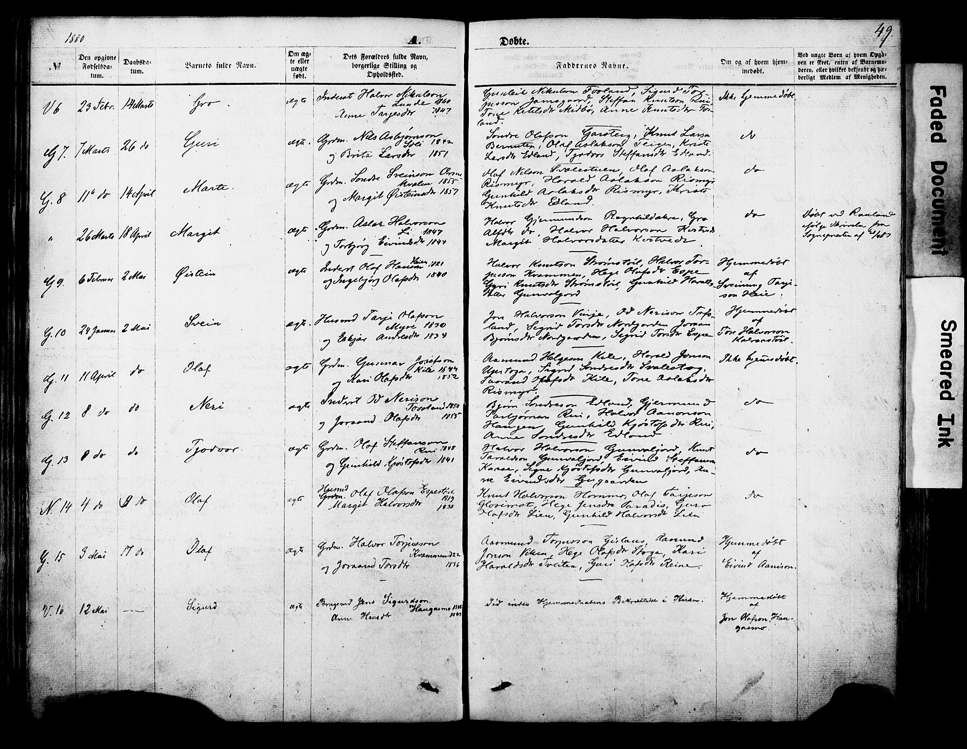 Vinje kirkebøker, SAKO/A-312/F/Fa/L0005: Parish register (official) no. I 5, 1870-1886, p. 49