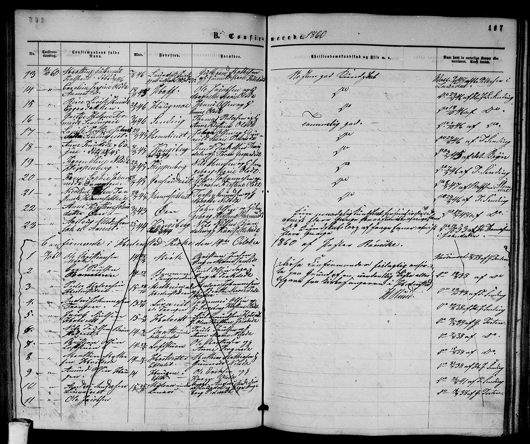 Sandsvær kirkebøker, AV/SAKO-A-244/G/Ga/L0005: Parish register (copy) no. I 5, 1857-1873, p. 167