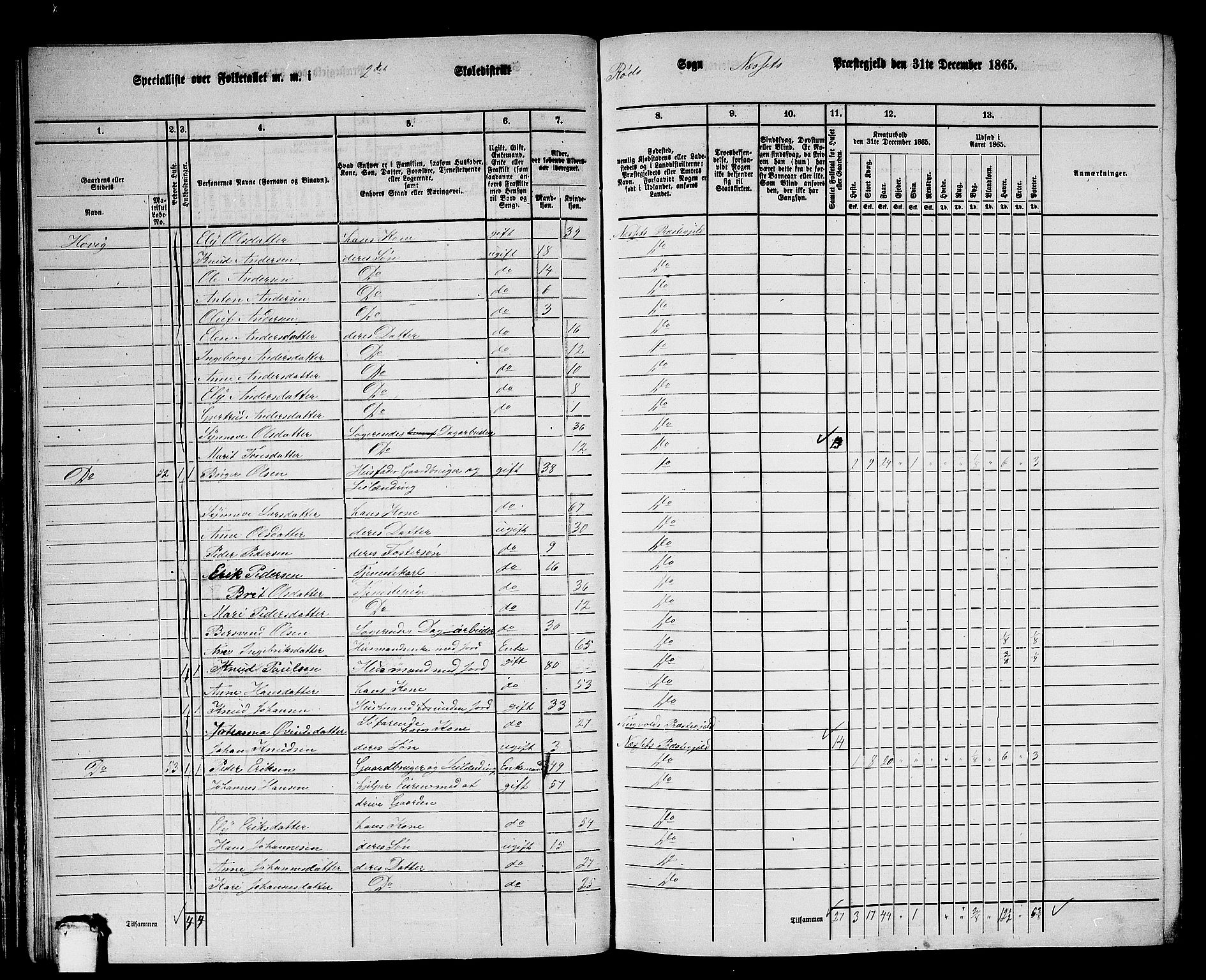 RA, 1865 census for Nesset, 1865, p. 42