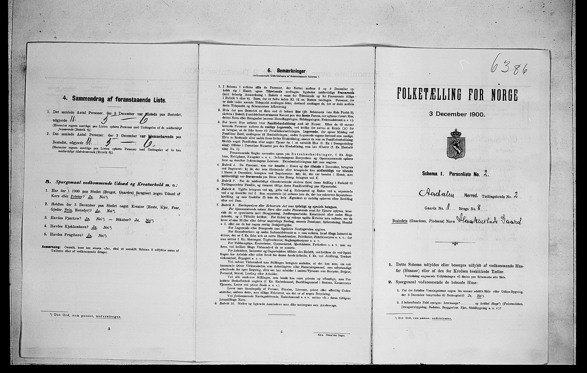 RA, 1900 census for Ådal, 1900, p. 149