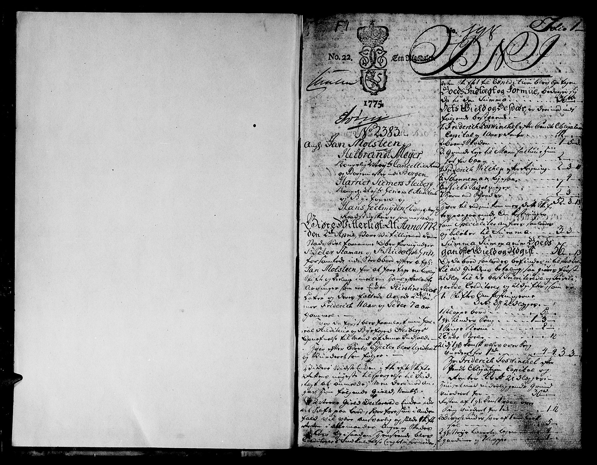Byfogd og Byskriver i Bergen, SAB/A-3401/06/06C/L0006a: Skifteprotokoller, 1772-1776, p. 1b-2a