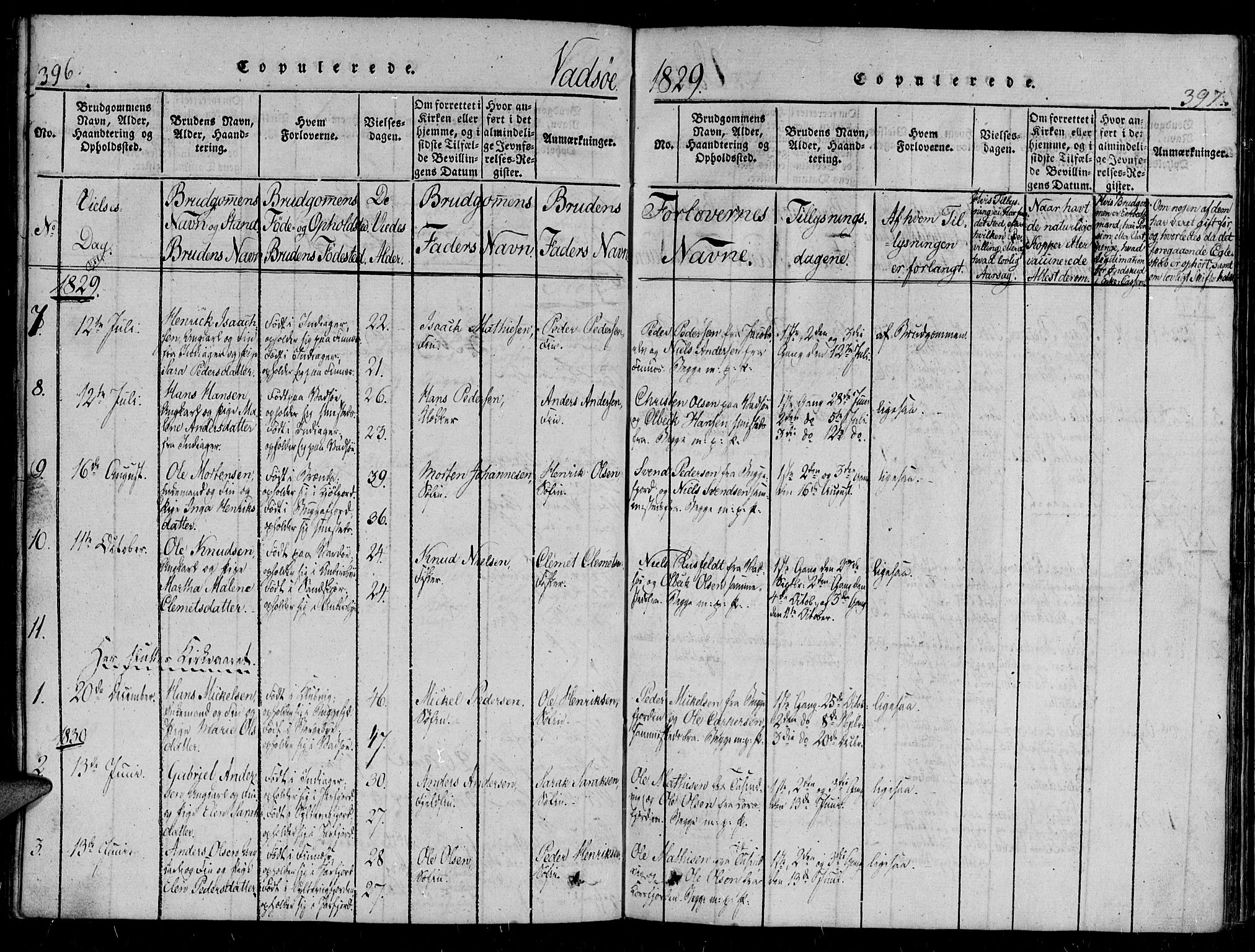 Vadsø sokneprestkontor, SATØ/S-1325/H/Ha/L0003kirke: Parish register (official) no. 3 /1, 1821-1839, p. 396-397
