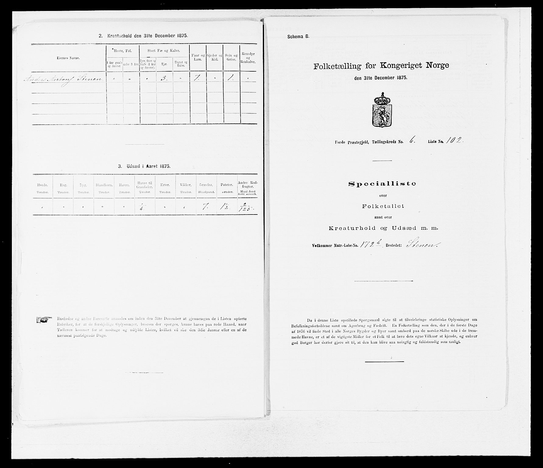 SAB, 1875 census for 1432P Førde, 1875, p. 812