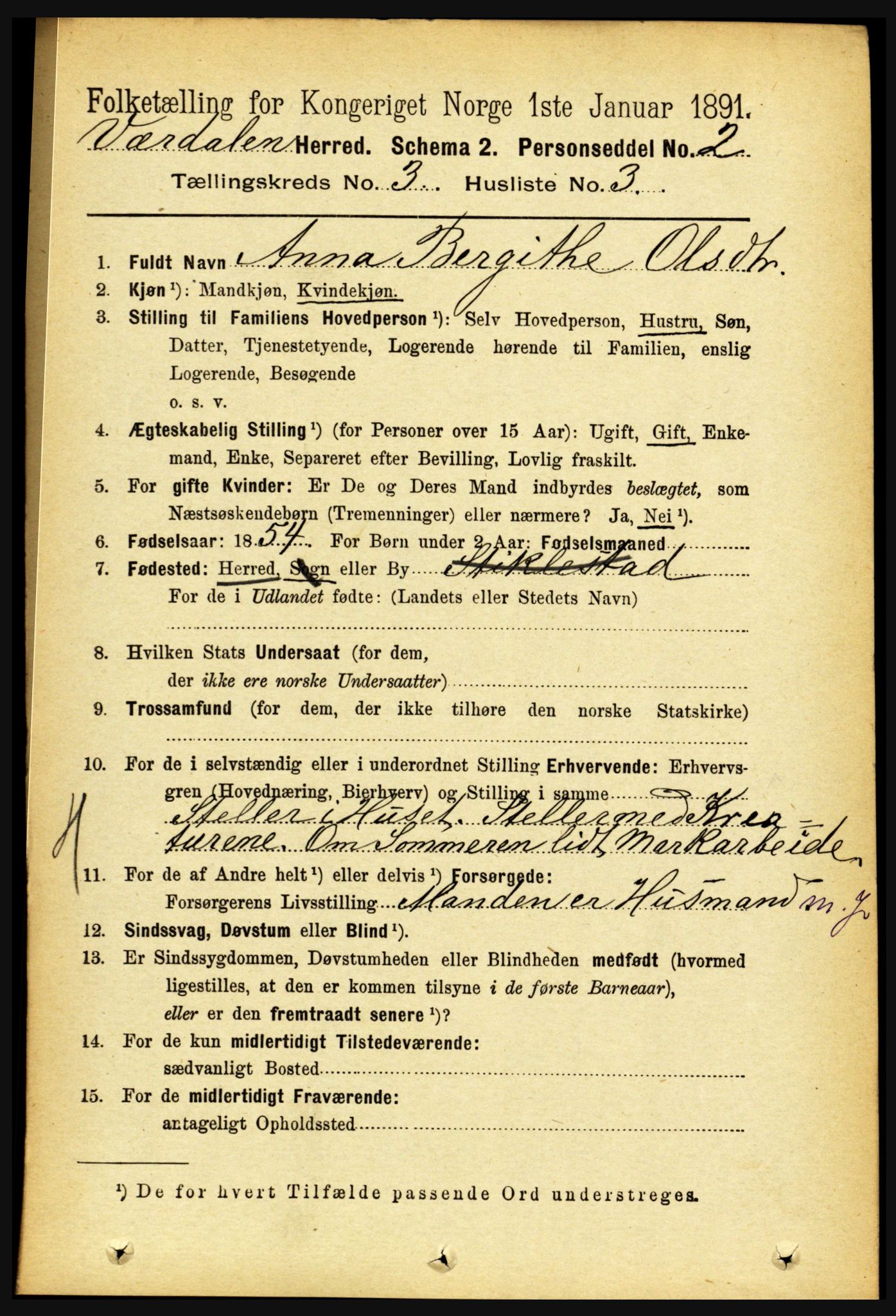 RA, 1891 census for 1721 Verdal, 1891, p. 1787