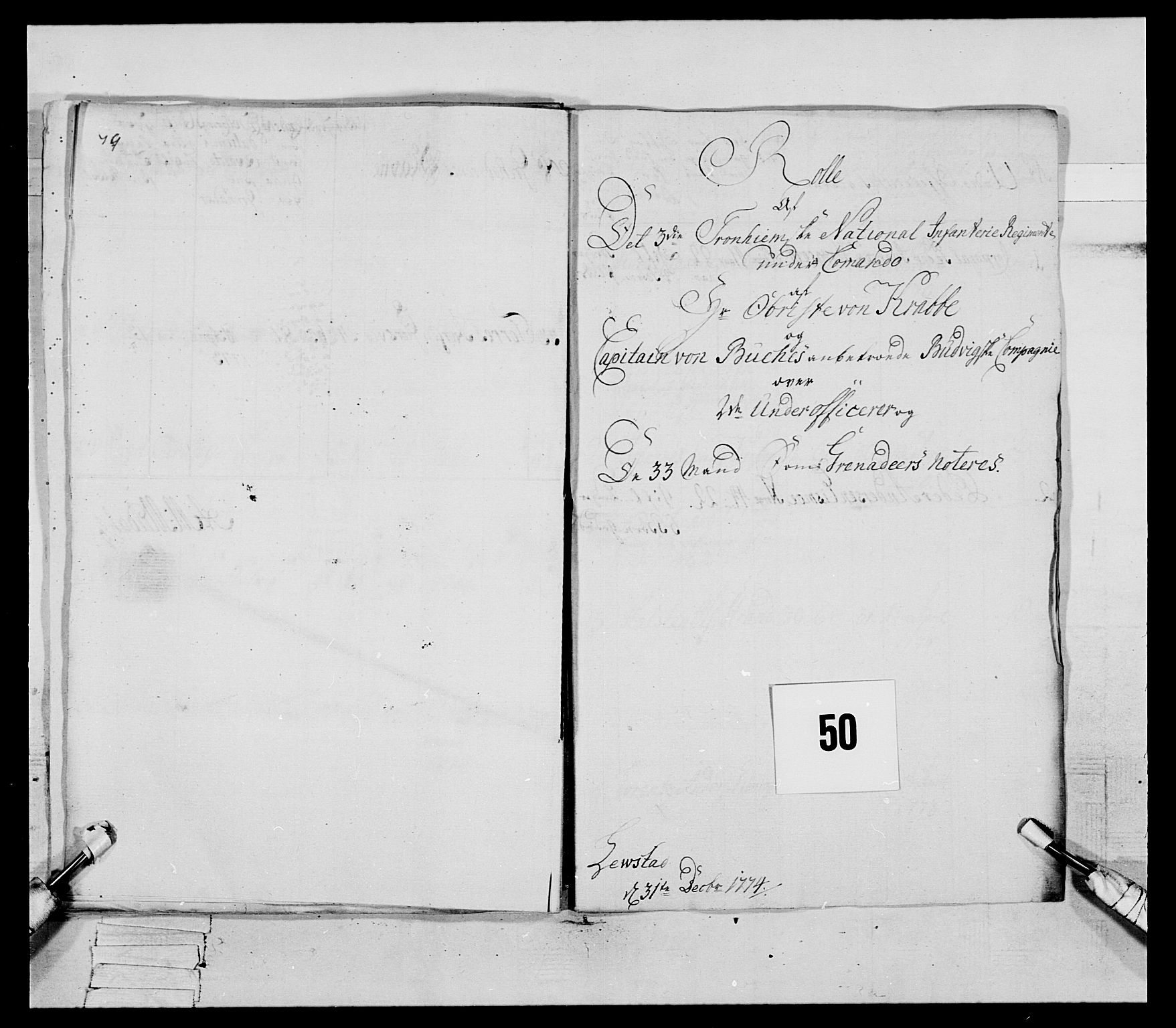 Generalitets- og kommissariatskollegiet, Det kongelige norske kommissariatskollegium, RA/EA-5420/E/Eh/L0085: 3. Trondheimske nasjonale infanteriregiment, 1773-1775, p. 317