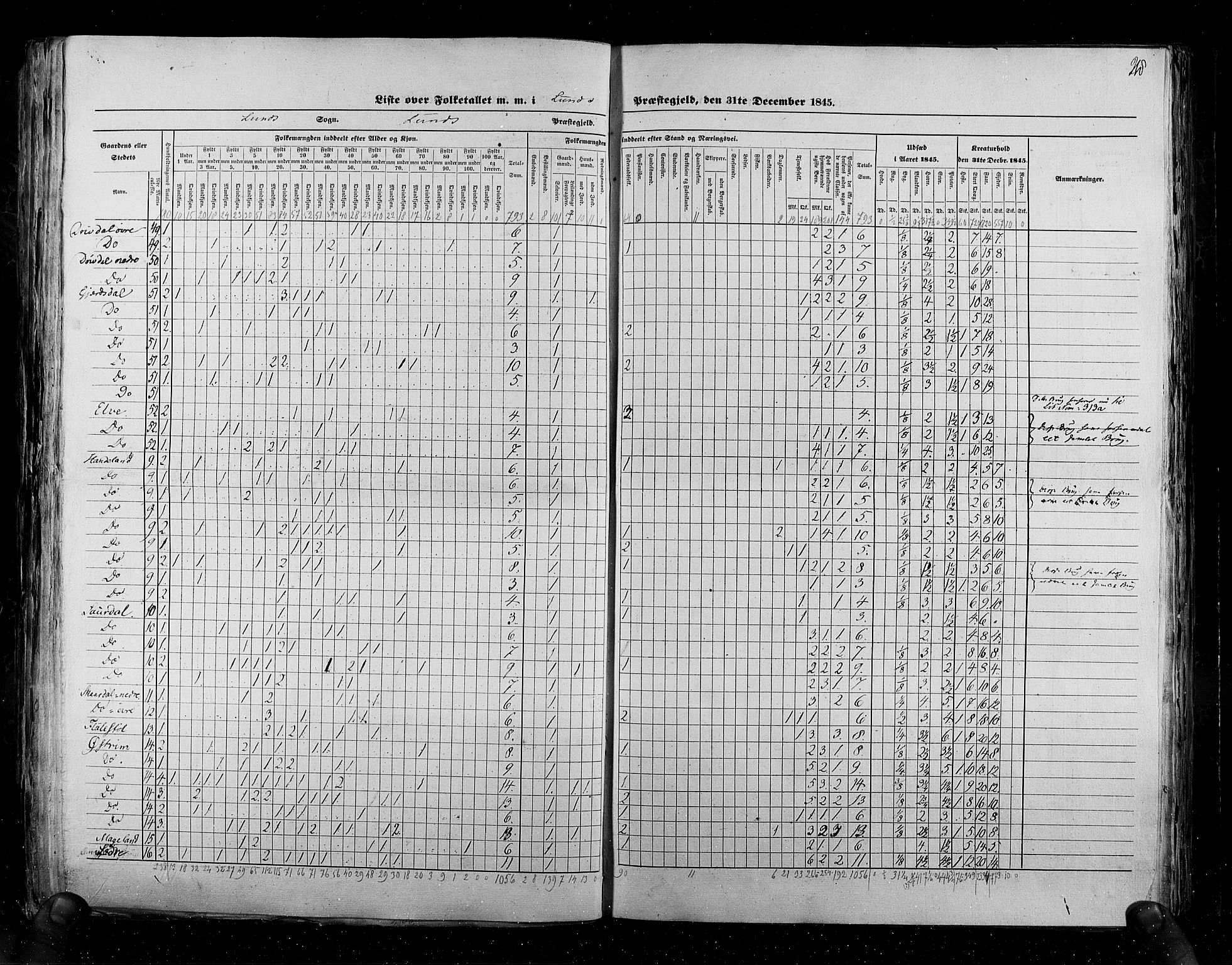 RA, Census 1845, vol. 6: Lister og Mandal amt og Stavanger amt, 1845, p. 218