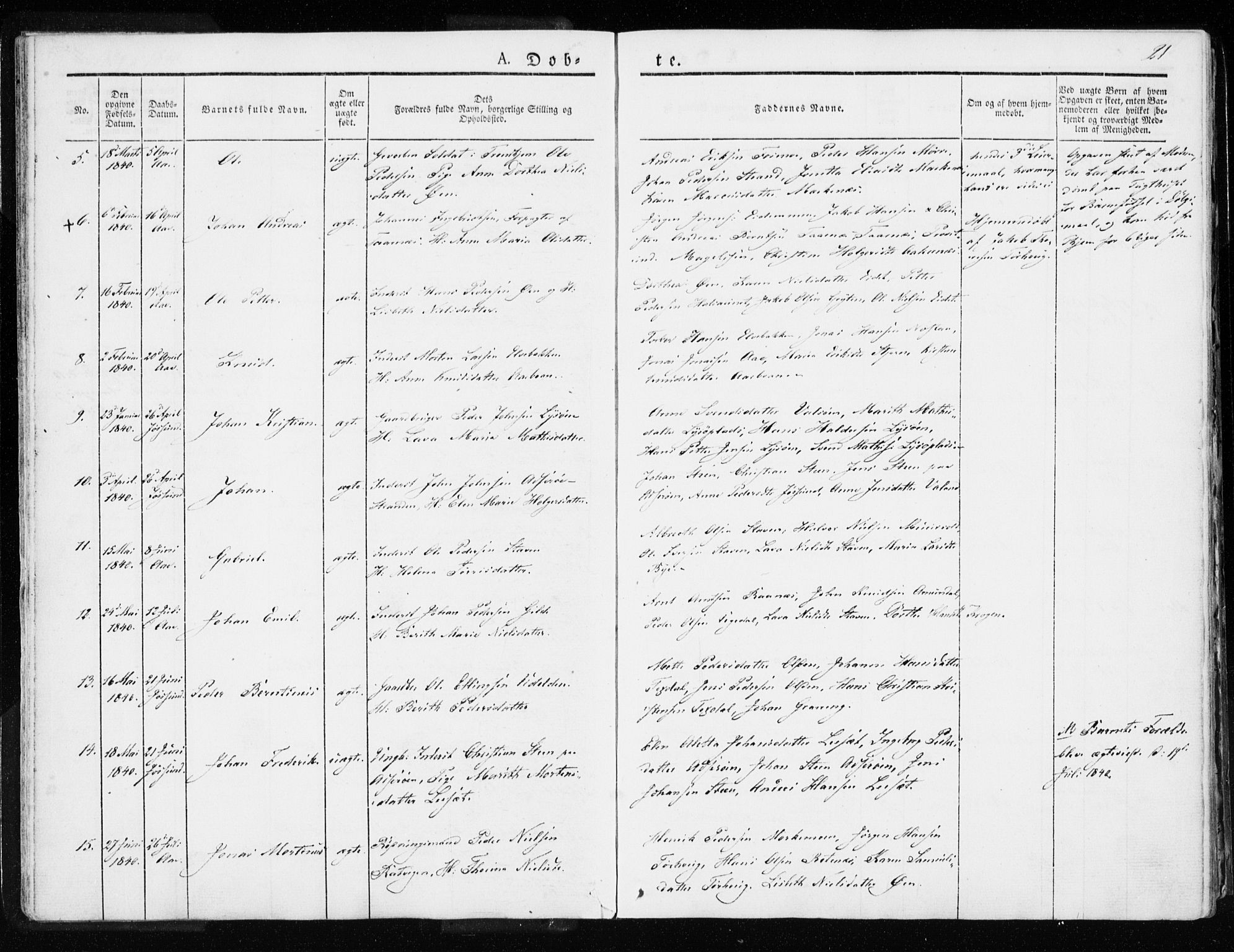 Ministerialprotokoller, klokkerbøker og fødselsregistre - Sør-Trøndelag, SAT/A-1456/655/L0676: Parish register (official) no. 655A05, 1830-1847, p. 21