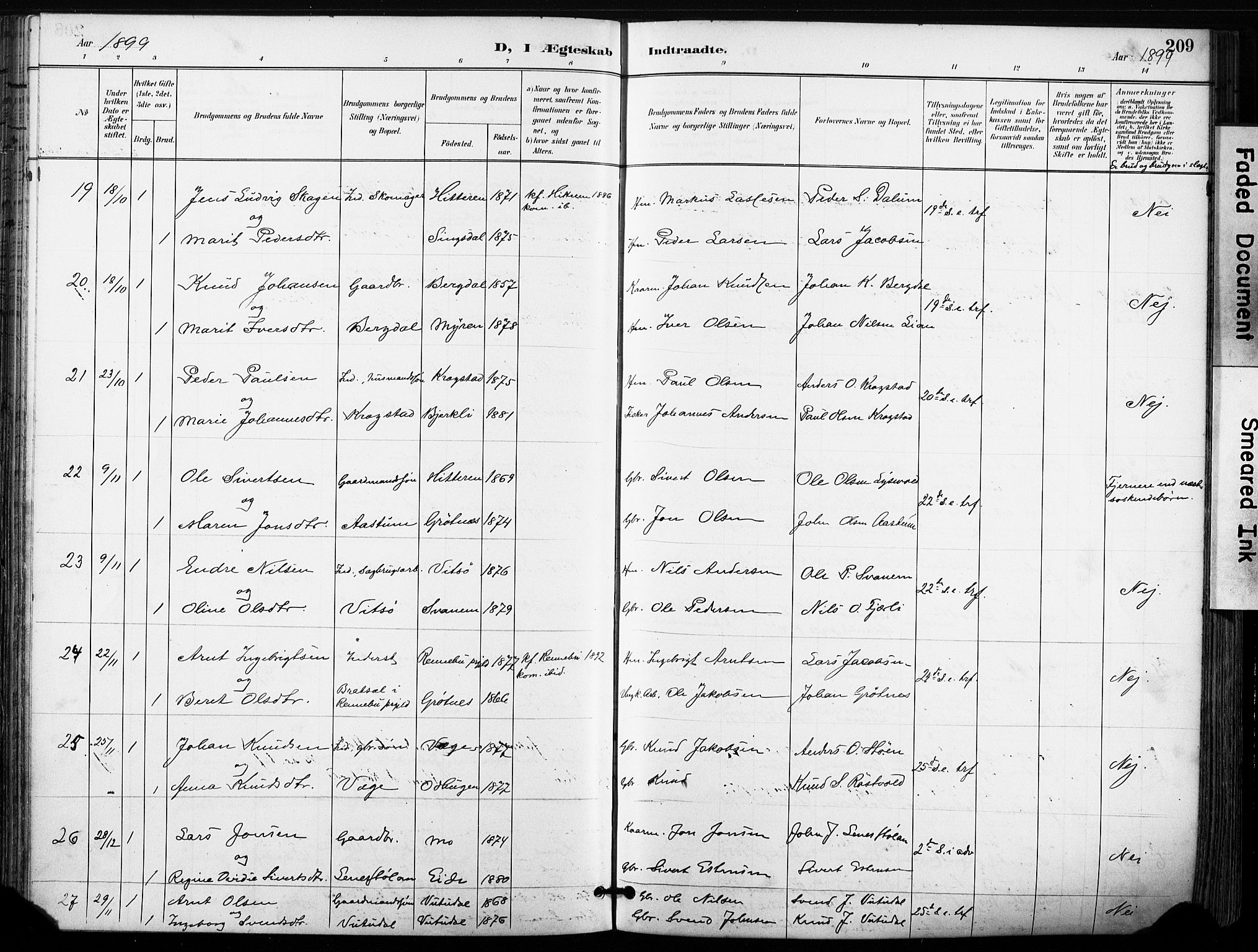 Ministerialprotokoller, klokkerbøker og fødselsregistre - Sør-Trøndelag, SAT/A-1456/630/L0497: Parish register (official) no. 630A10, 1896-1910, p. 209