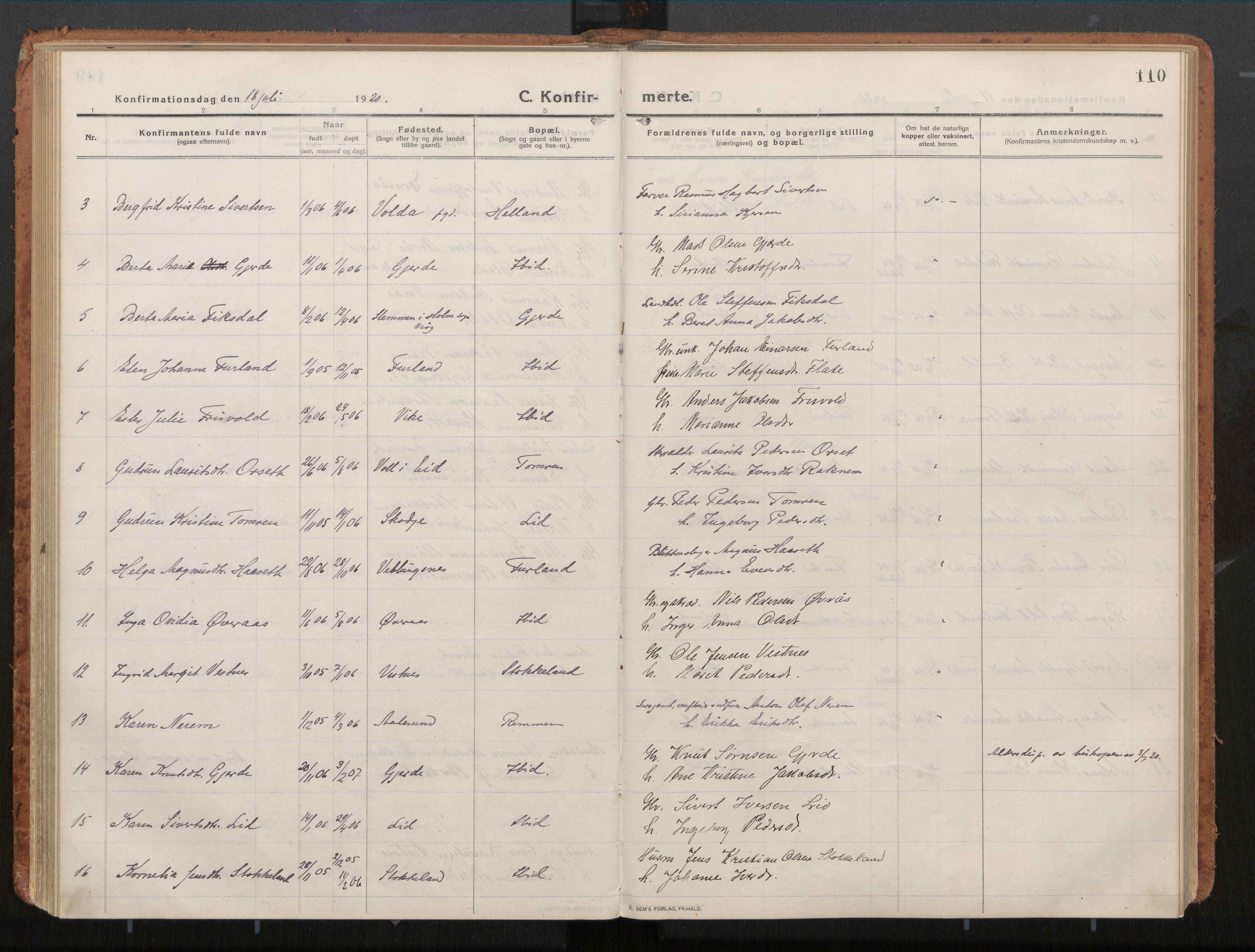 Ministerialprotokoller, klokkerbøker og fødselsregistre - Møre og Romsdal, AV/SAT-A-1454/539/L0534a: Parish register (official) no. 539A08, 1912-1935, p. 110