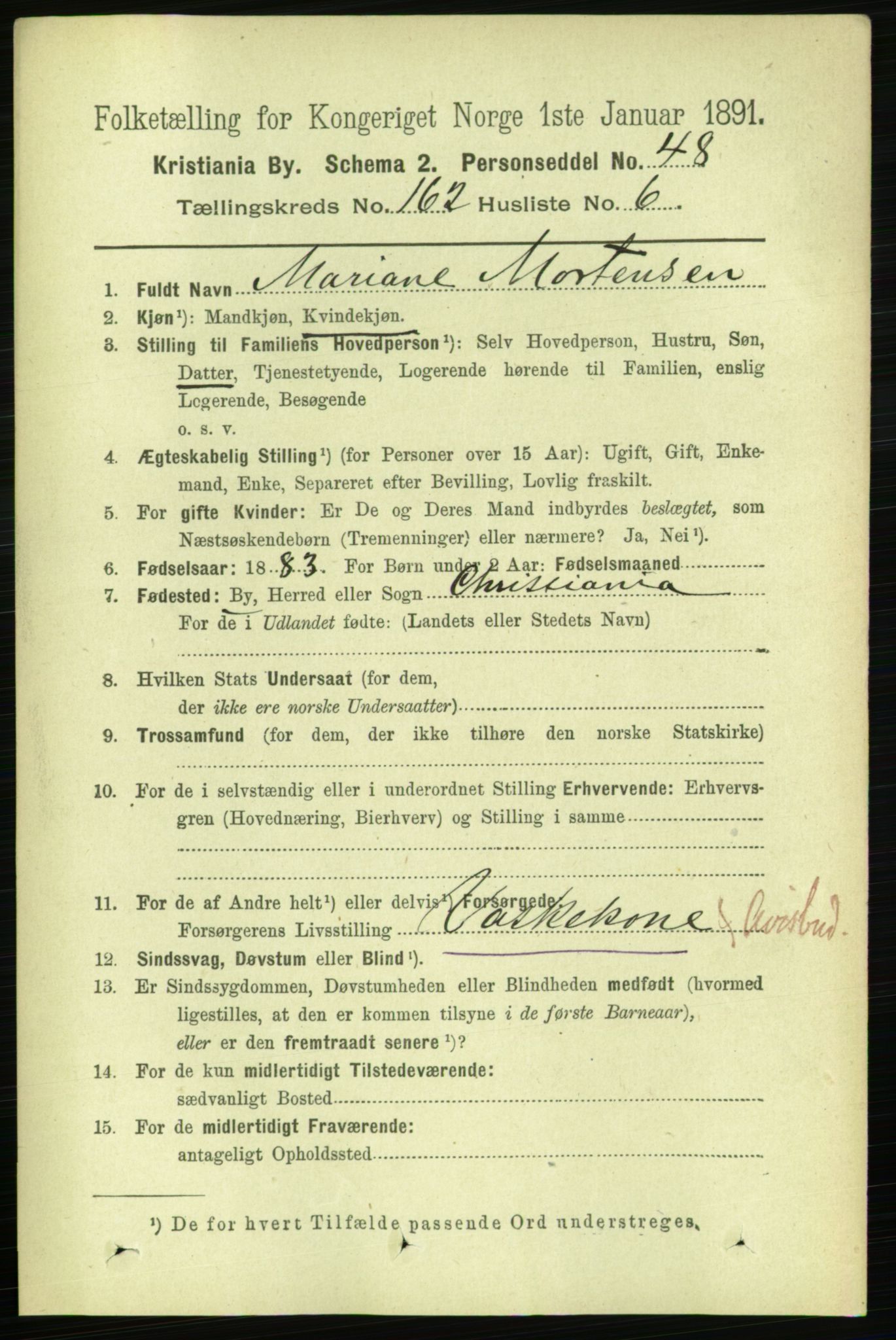 RA, 1891 census for 0301 Kristiania, 1891, p. 93062