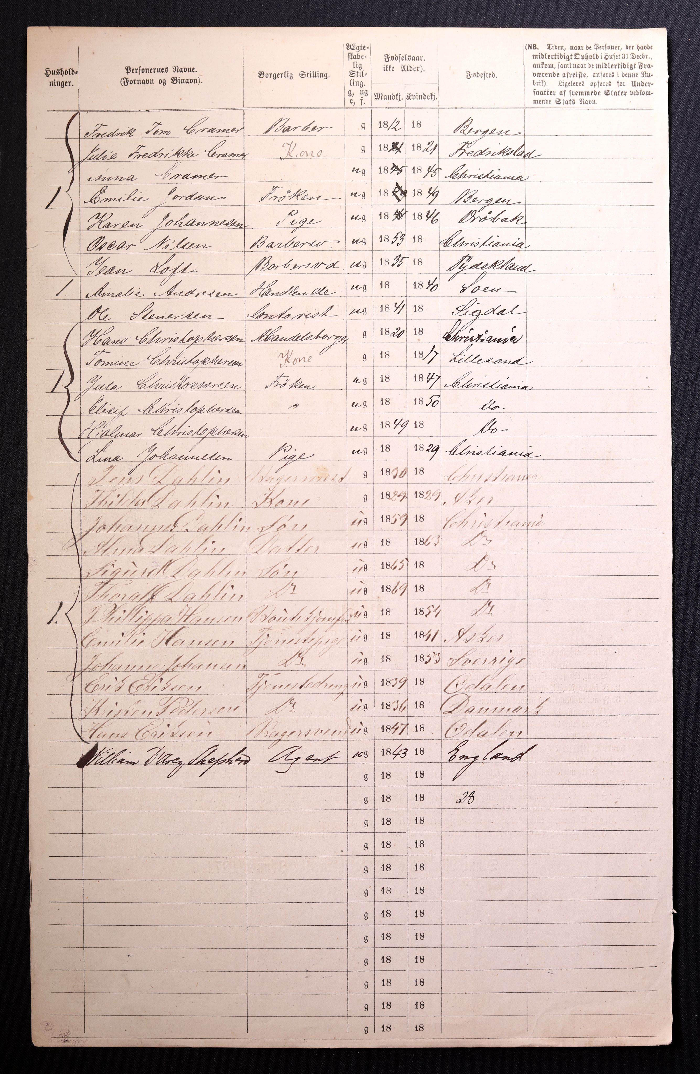 RA, 1870 census for 0301 Kristiania, 1870, p. 1357