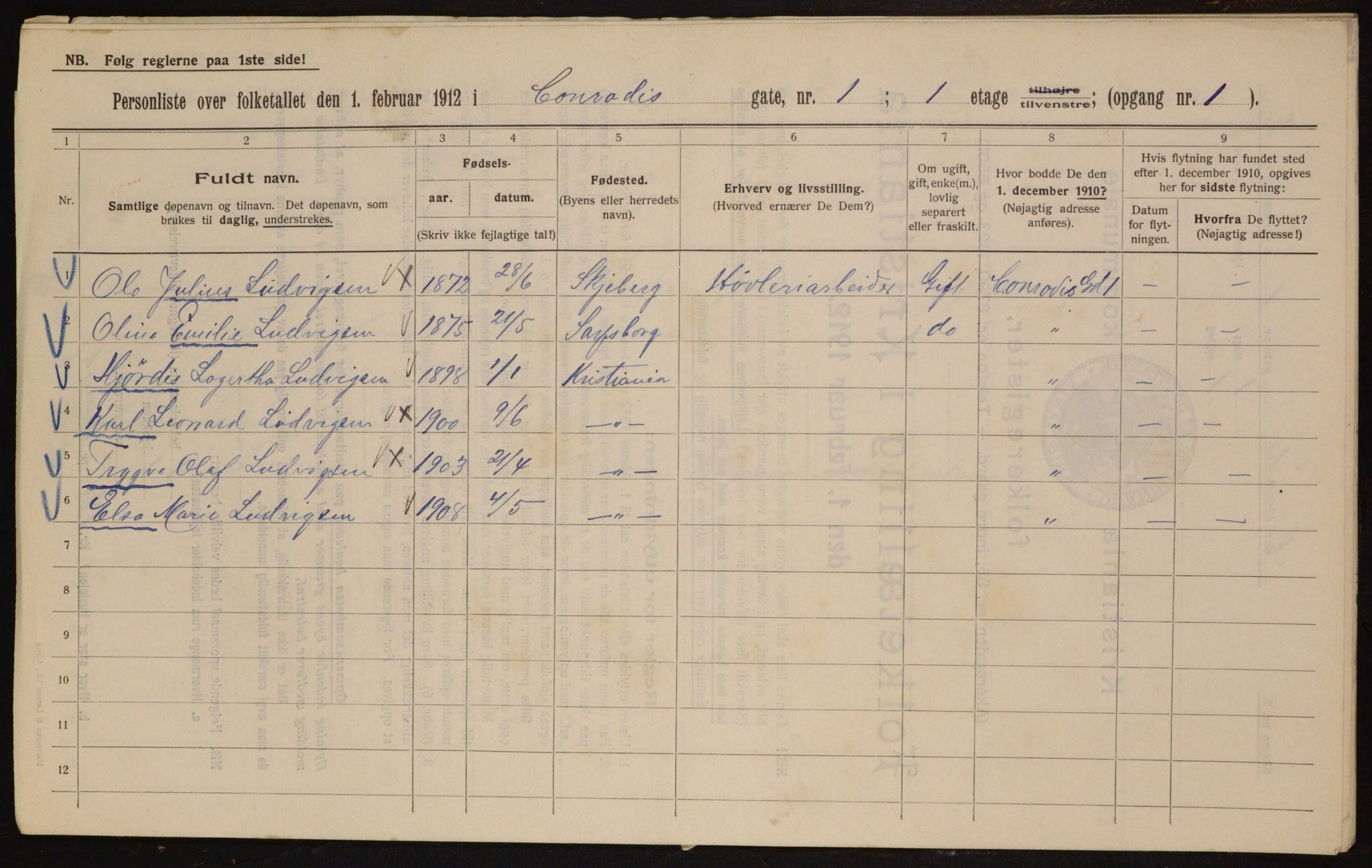 OBA, Municipal Census 1912 for Kristiania, 1912, p. 13172