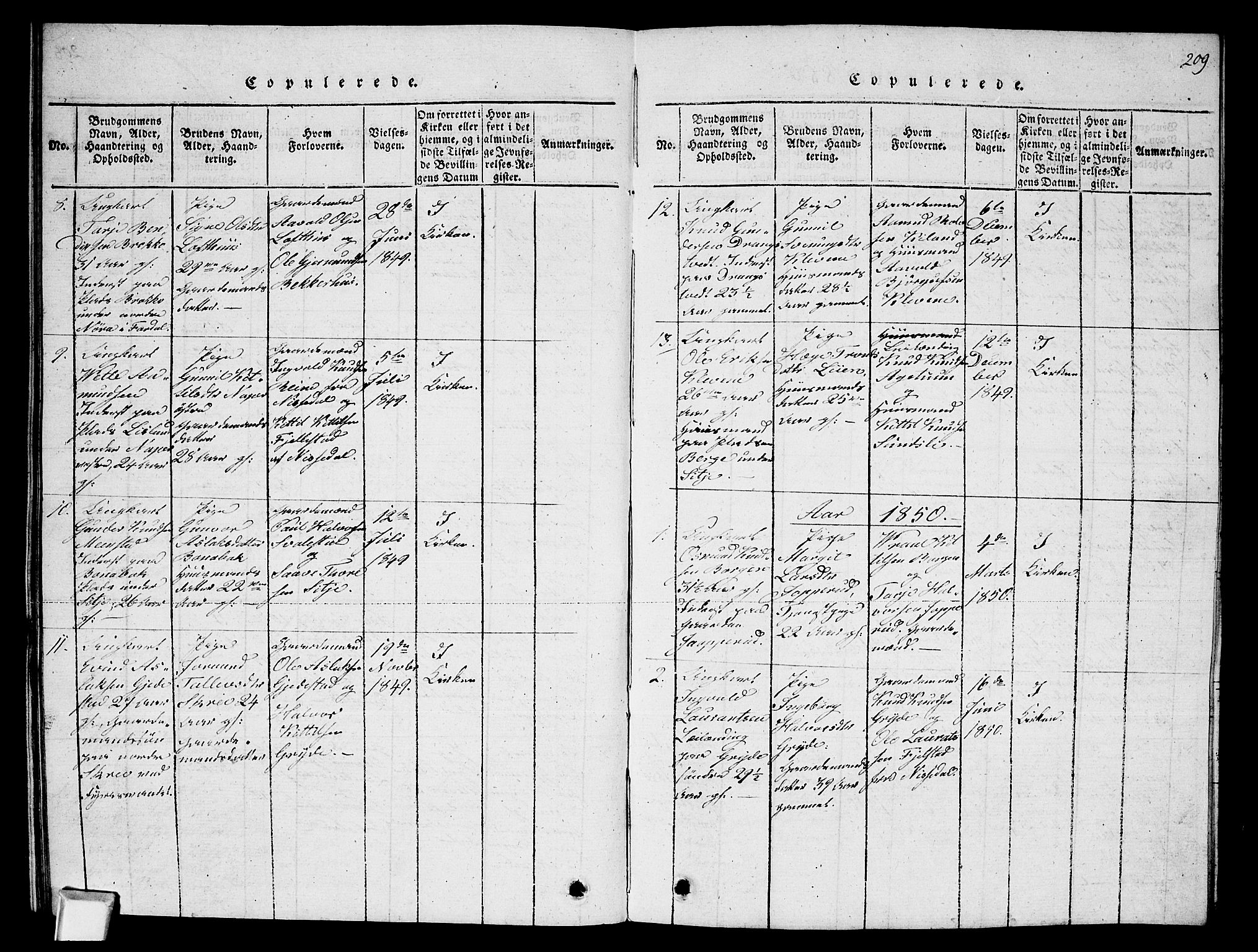 Fyresdal kirkebøker, SAKO/A-263/G/Ga/L0002: Parish register (copy) no. I 2, 1815-1857, p. 209