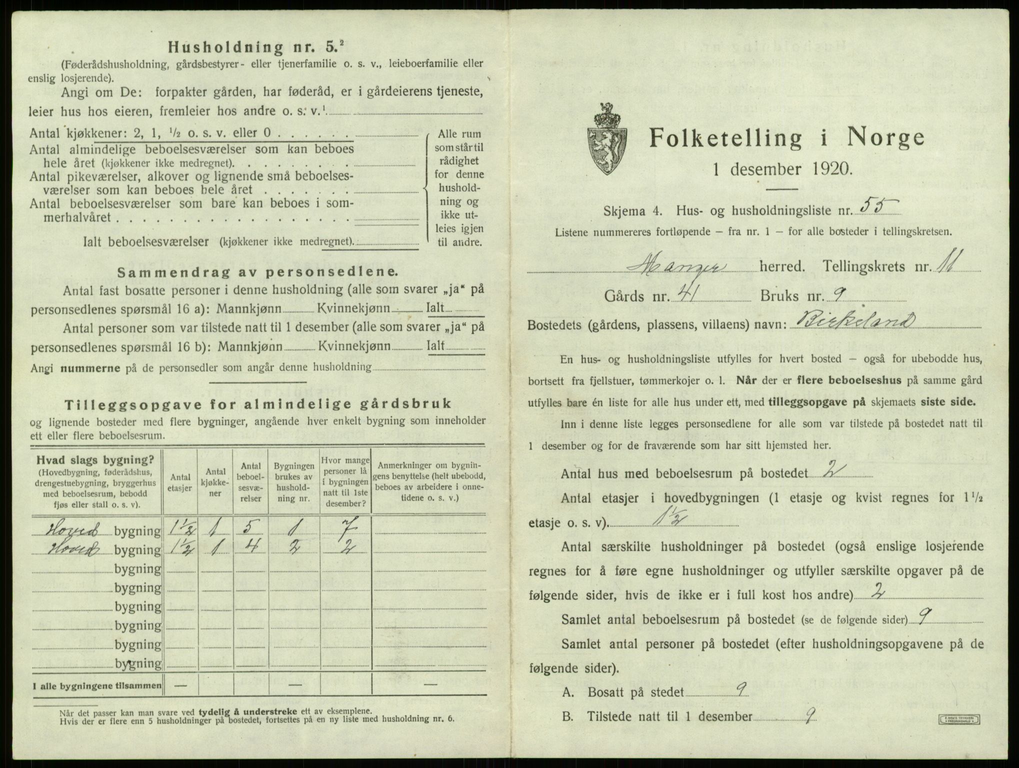 SAB, 1920 census for Manger, 1920, p. 968