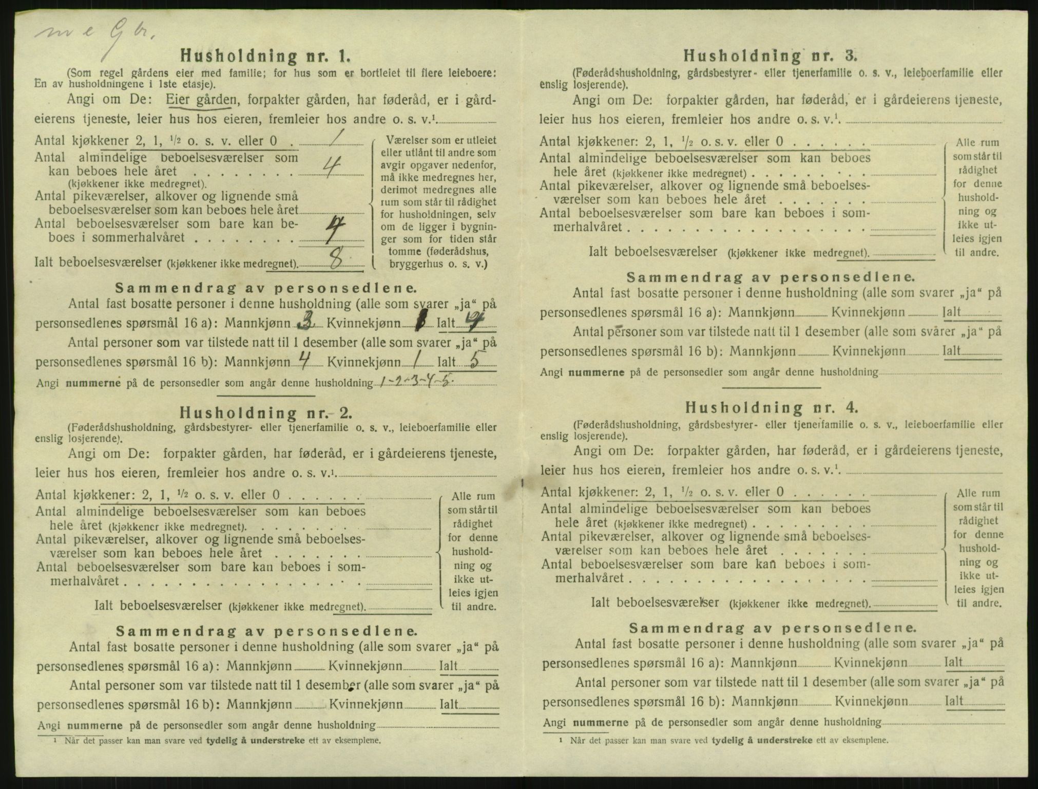 SAK, 1920 census for Fjære, 1920, p. 1236